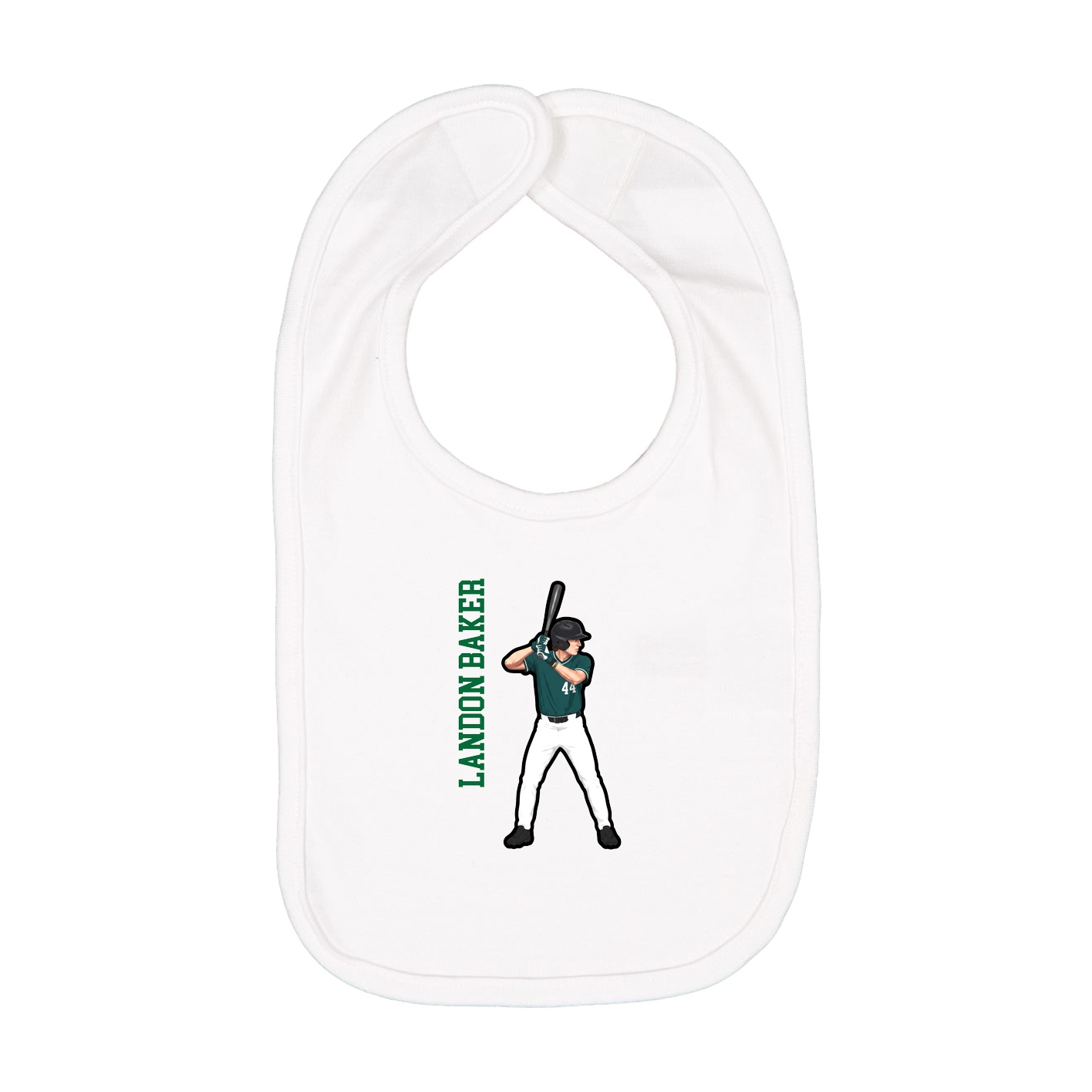 Infant Bib — Name Vertical in White