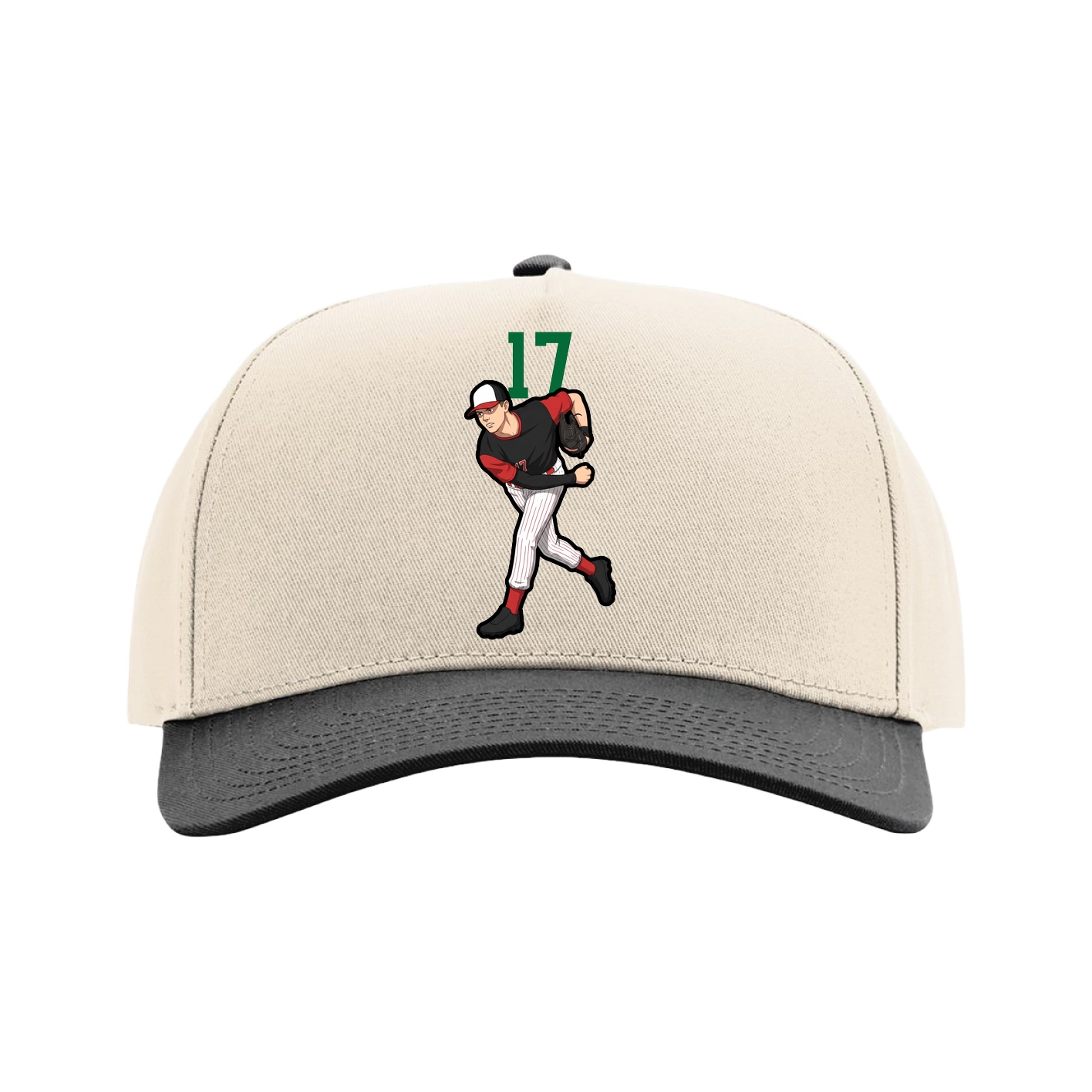 Full Fabric Five-Panel Champ Cap — Number Top in Cream/Black
