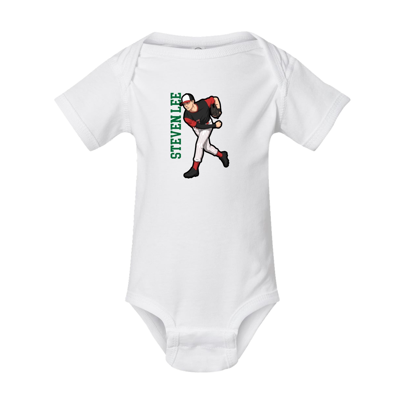 Baby Onesie — Name Vertical in White