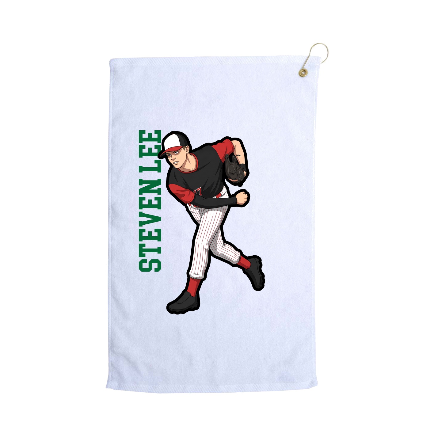 Golf Towel — Name Vertical in White