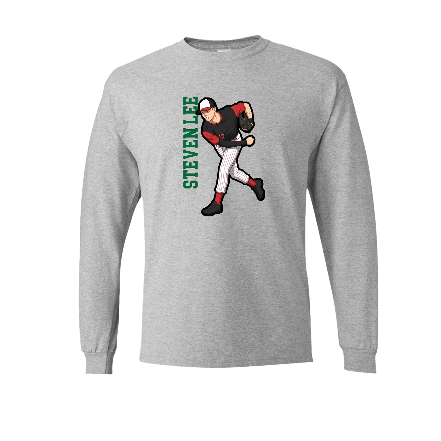 Long Sleeve Tee — Name Vertical in Grey