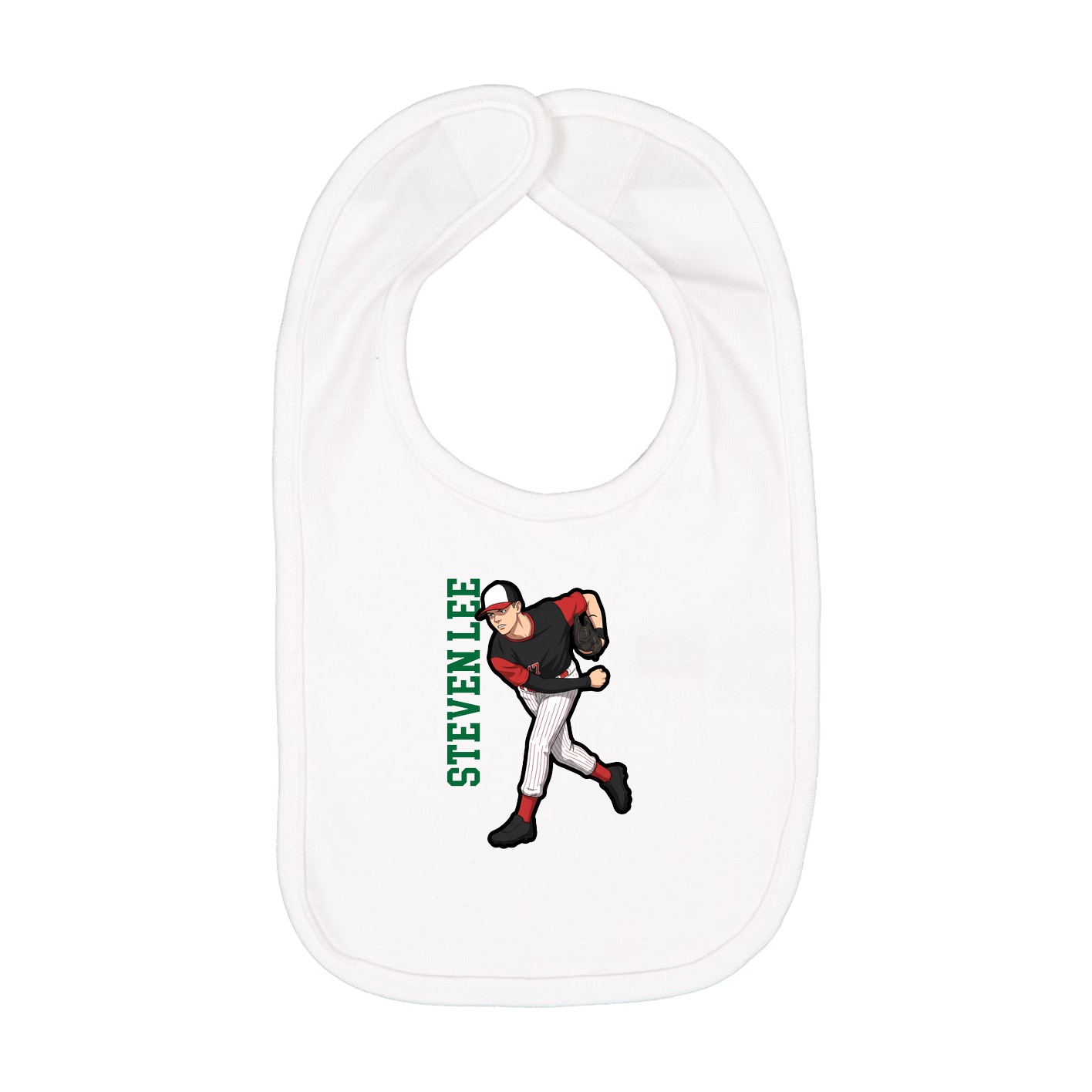 Infant Bib — Name Vertical in White