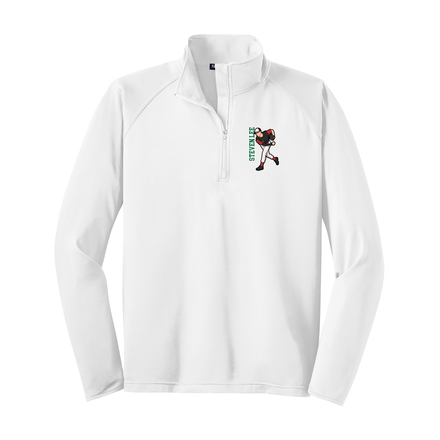Q-Zip Pullover — Name Vertical in White