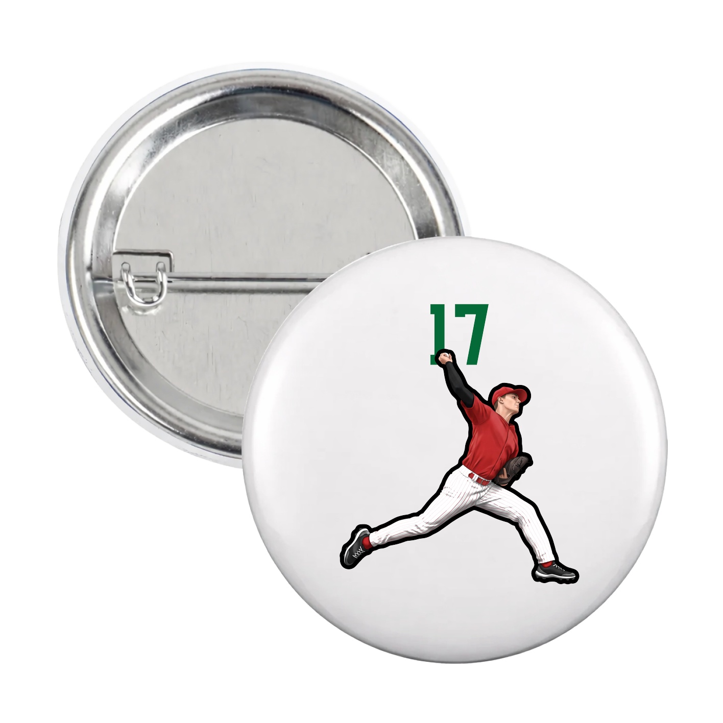 Game Day Button — Number Top in White