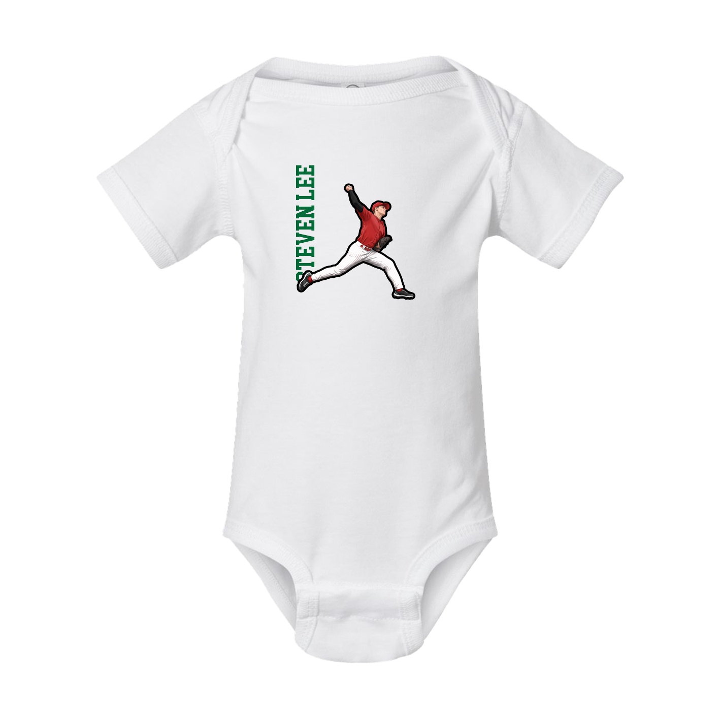 Baby Onesie — Name Vertical in White