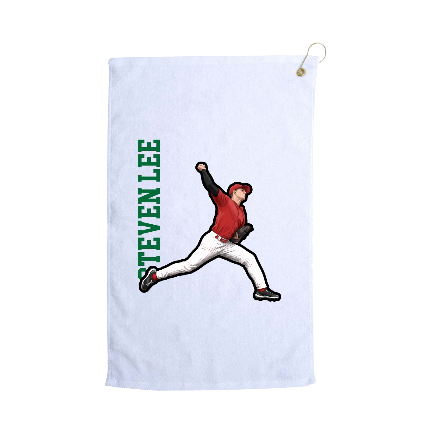 Golf Towel — Name Vertical in White