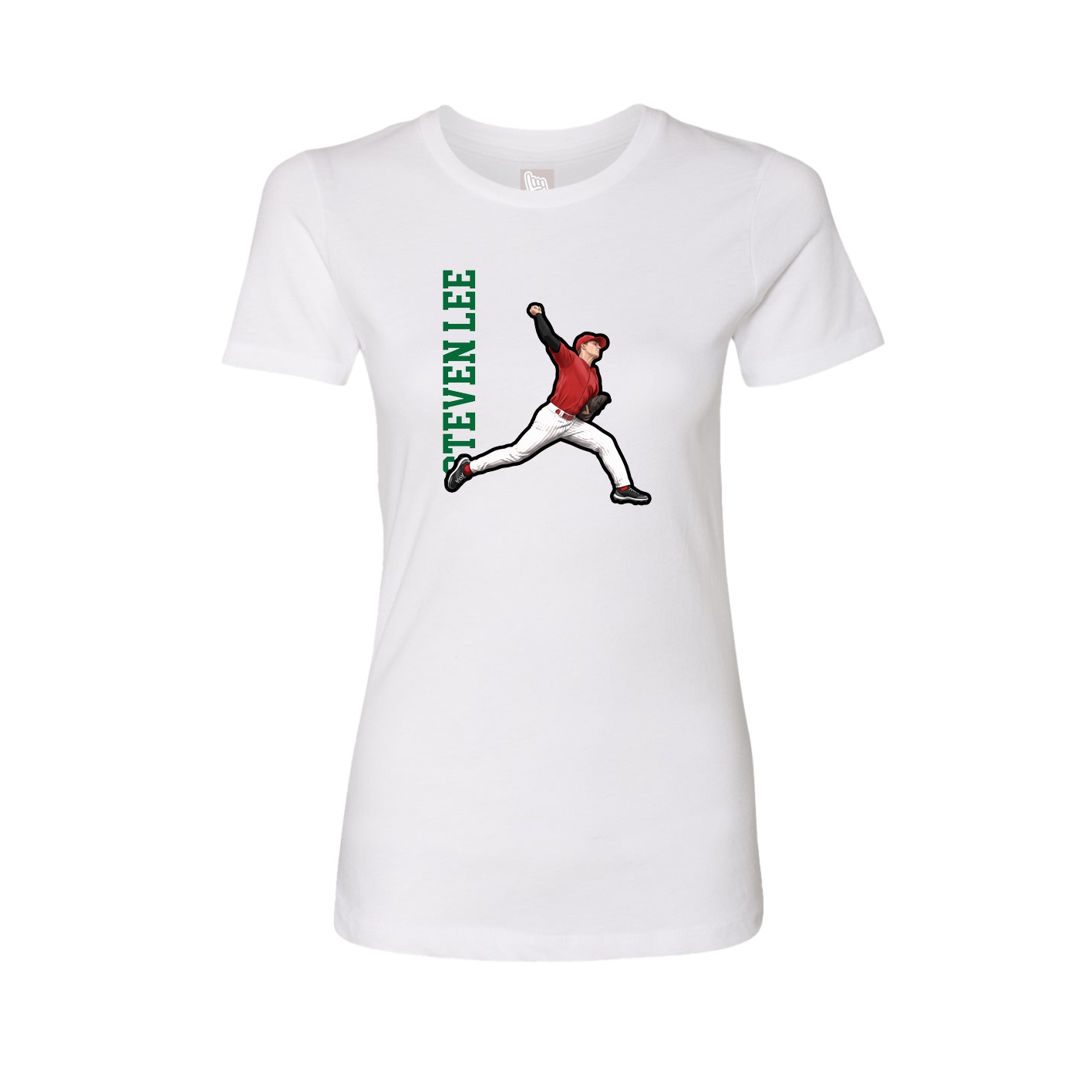 Womens Tee — Name Vertical in White