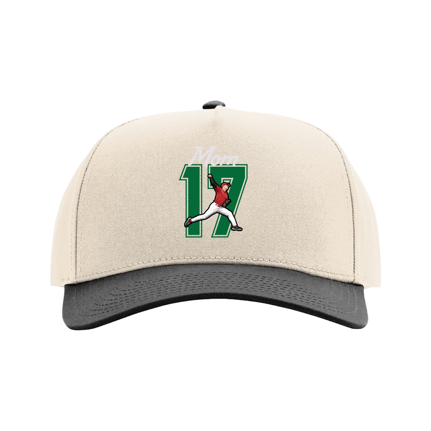 Full Fabric Five-Panel Champ Cap — Mothers Day Shirsey in Cream/Black
