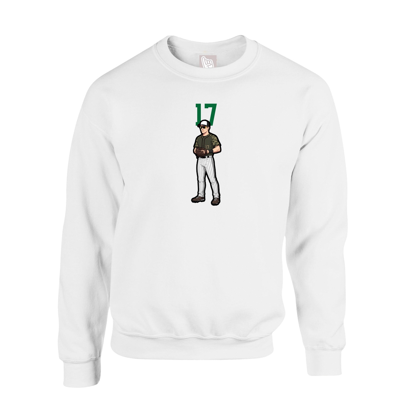 Fleece Crew — Number Top in White
