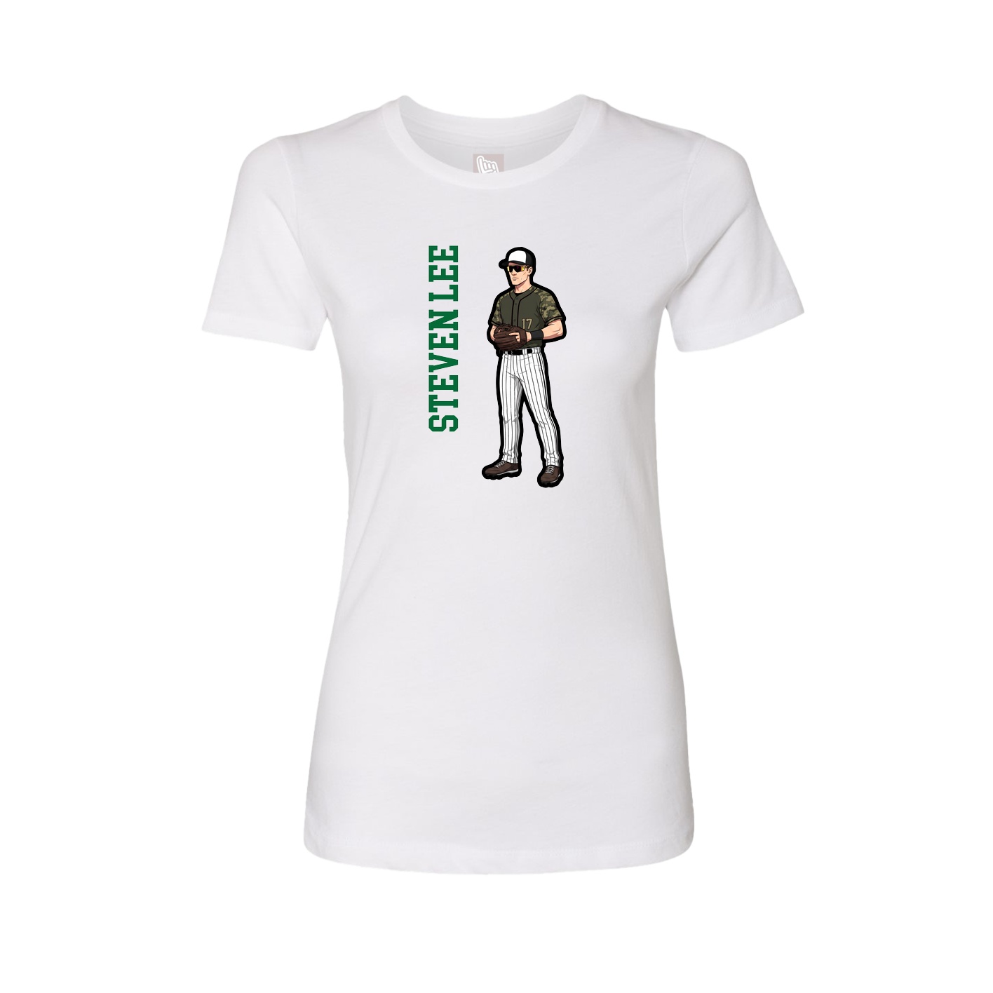 Fitted Women's Tee — Name Vertical in White
