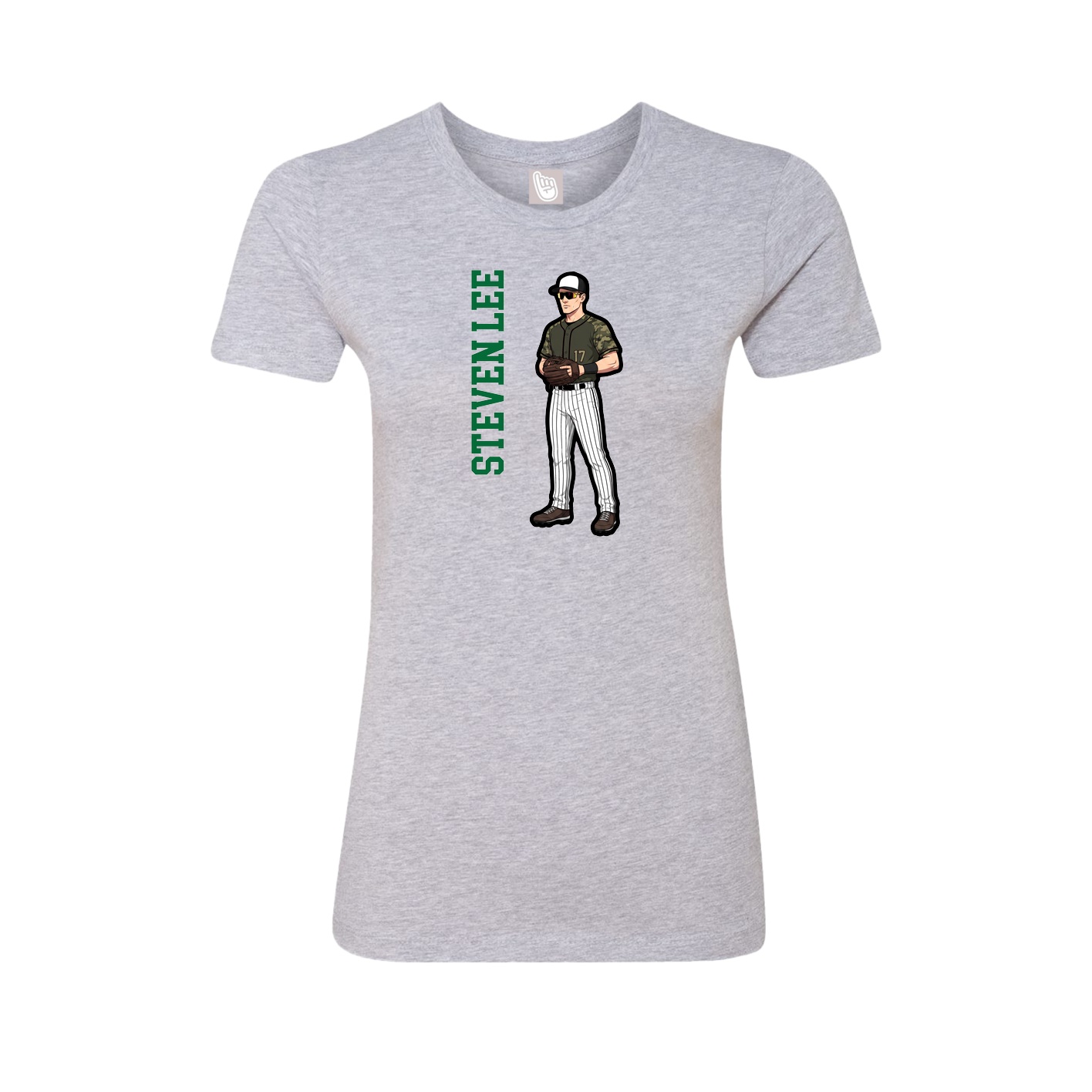 Womens Tee — Name Vertical in Grey