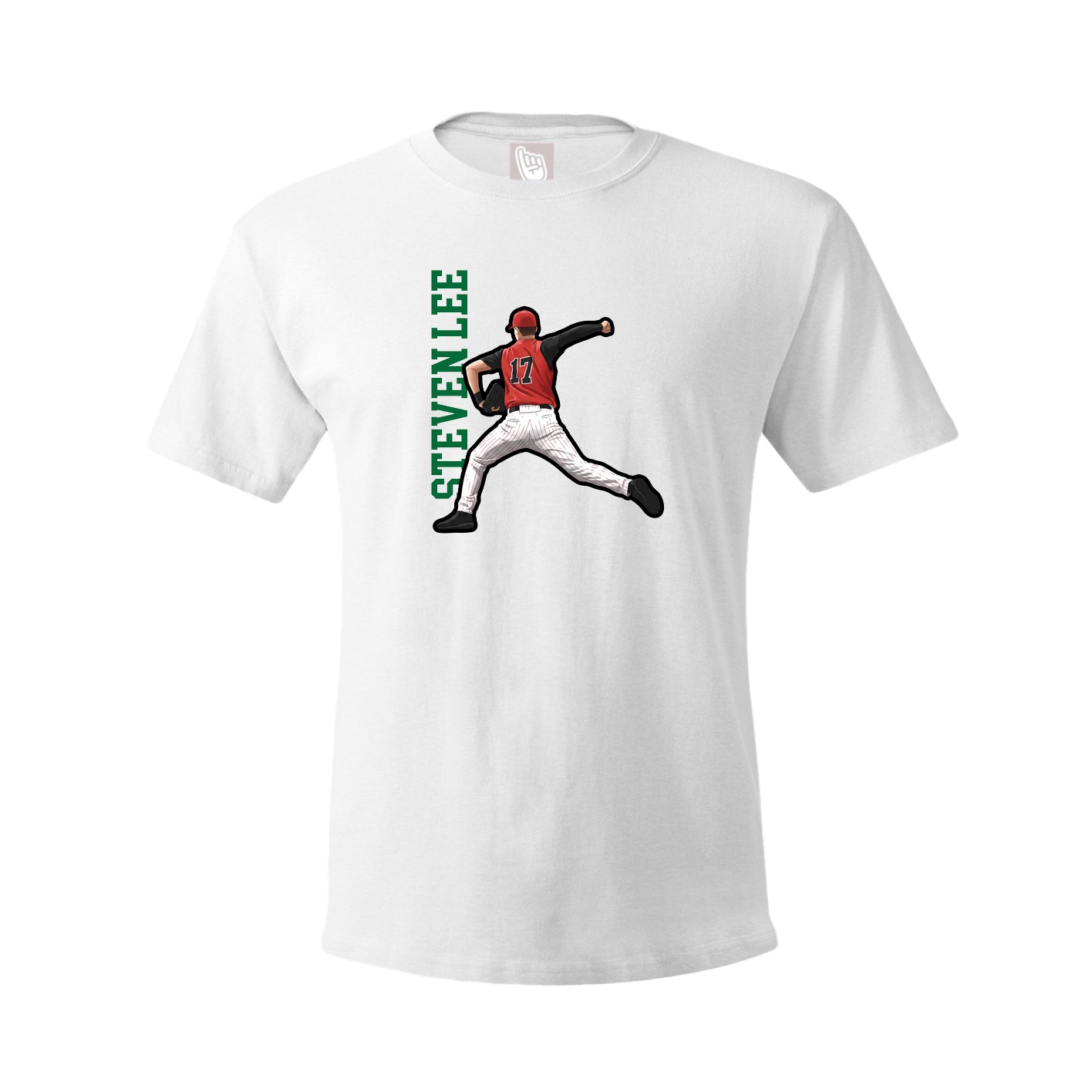 Youth Tee — Name Vertical in White