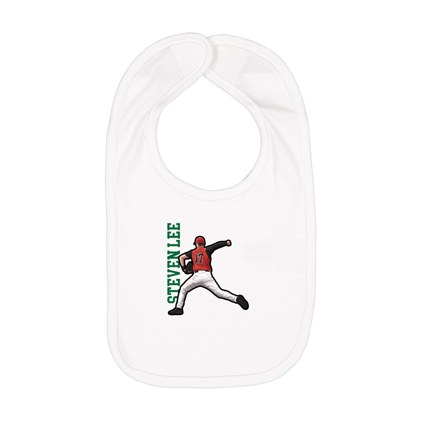 Infant Bib — Name Vertical in White