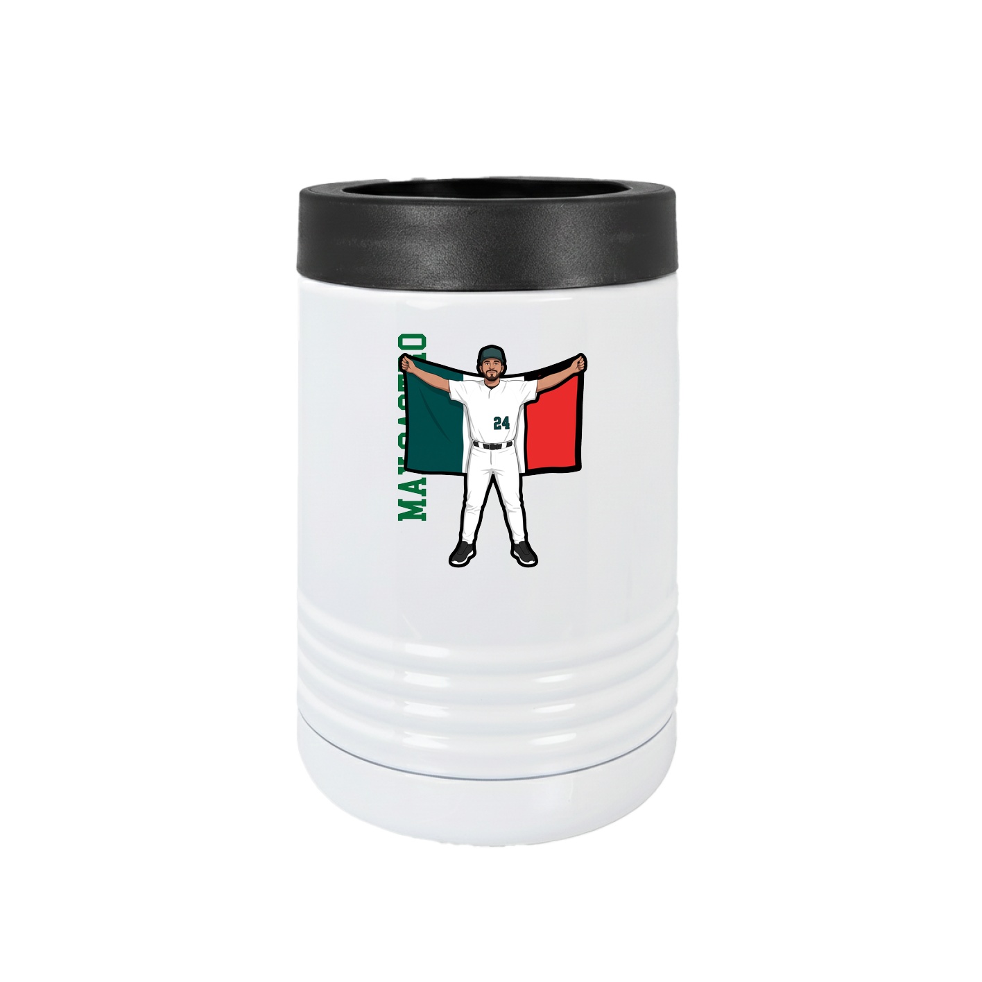 Beverage Holder — Name Vertical in White