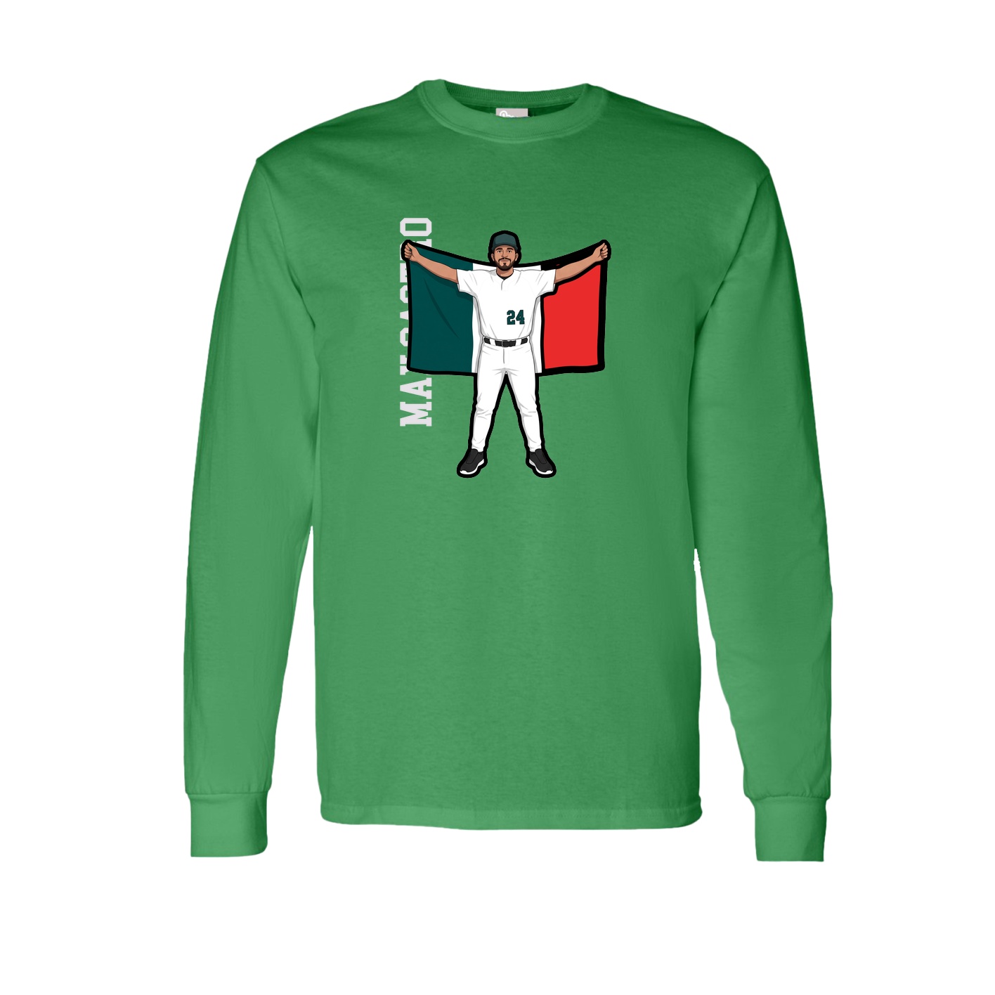 Long Sleeve Tee — Name Vertical in Green