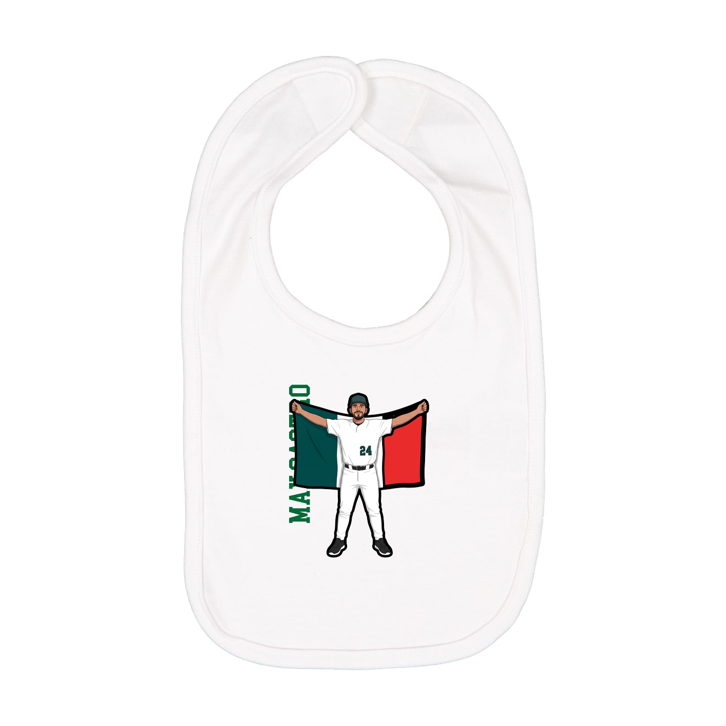 Infant Bib — Name Vertical in White