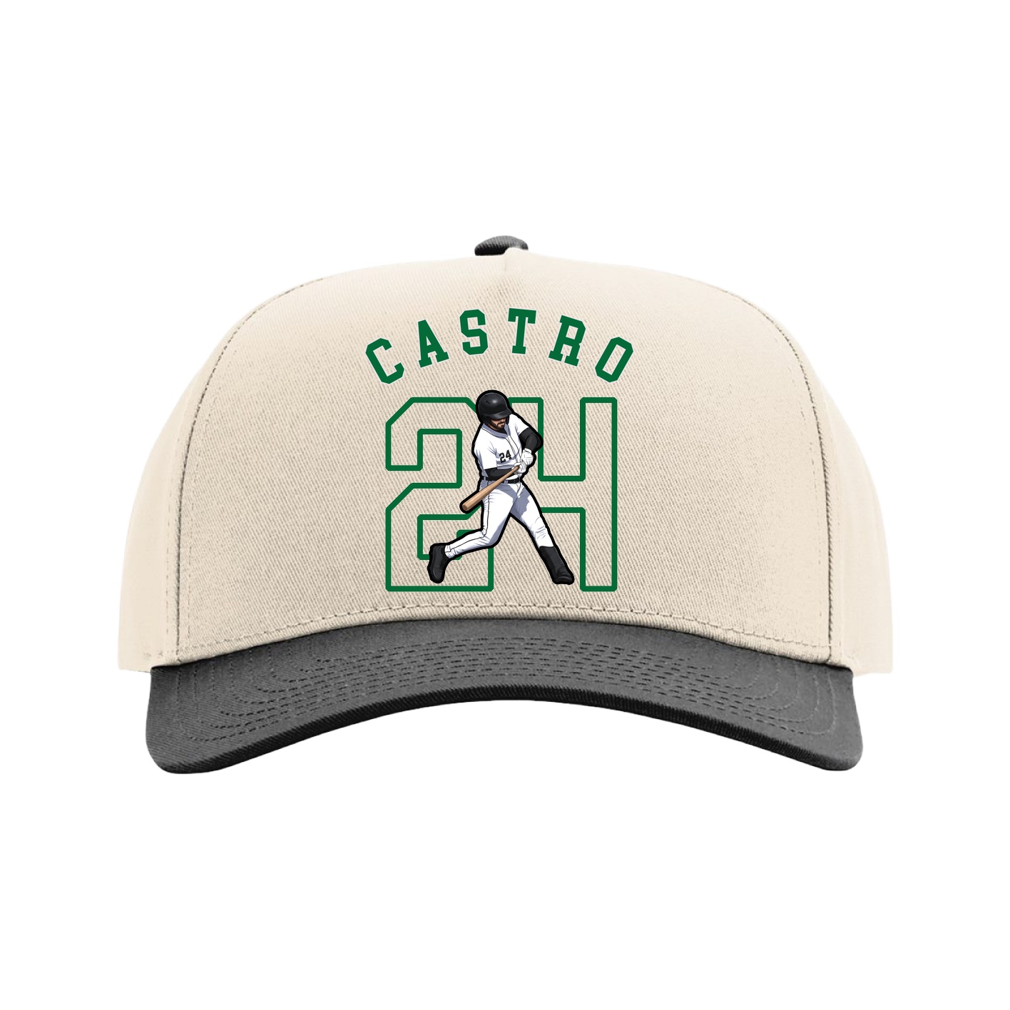 Full Fabric Five-Panel Champ Cap — Shirsey Arch in Cream/Black