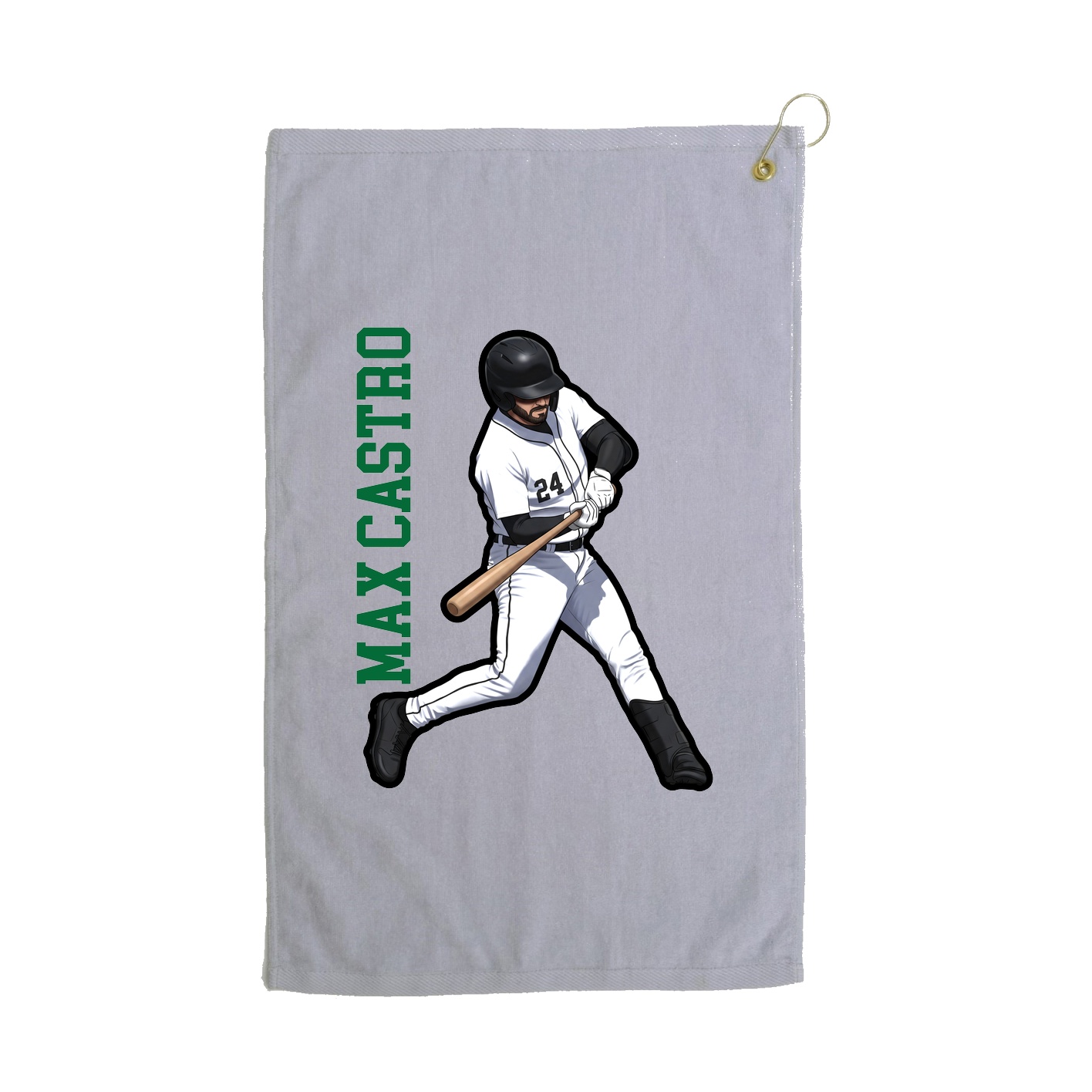 Golf Towel — Name Vertical in Grey