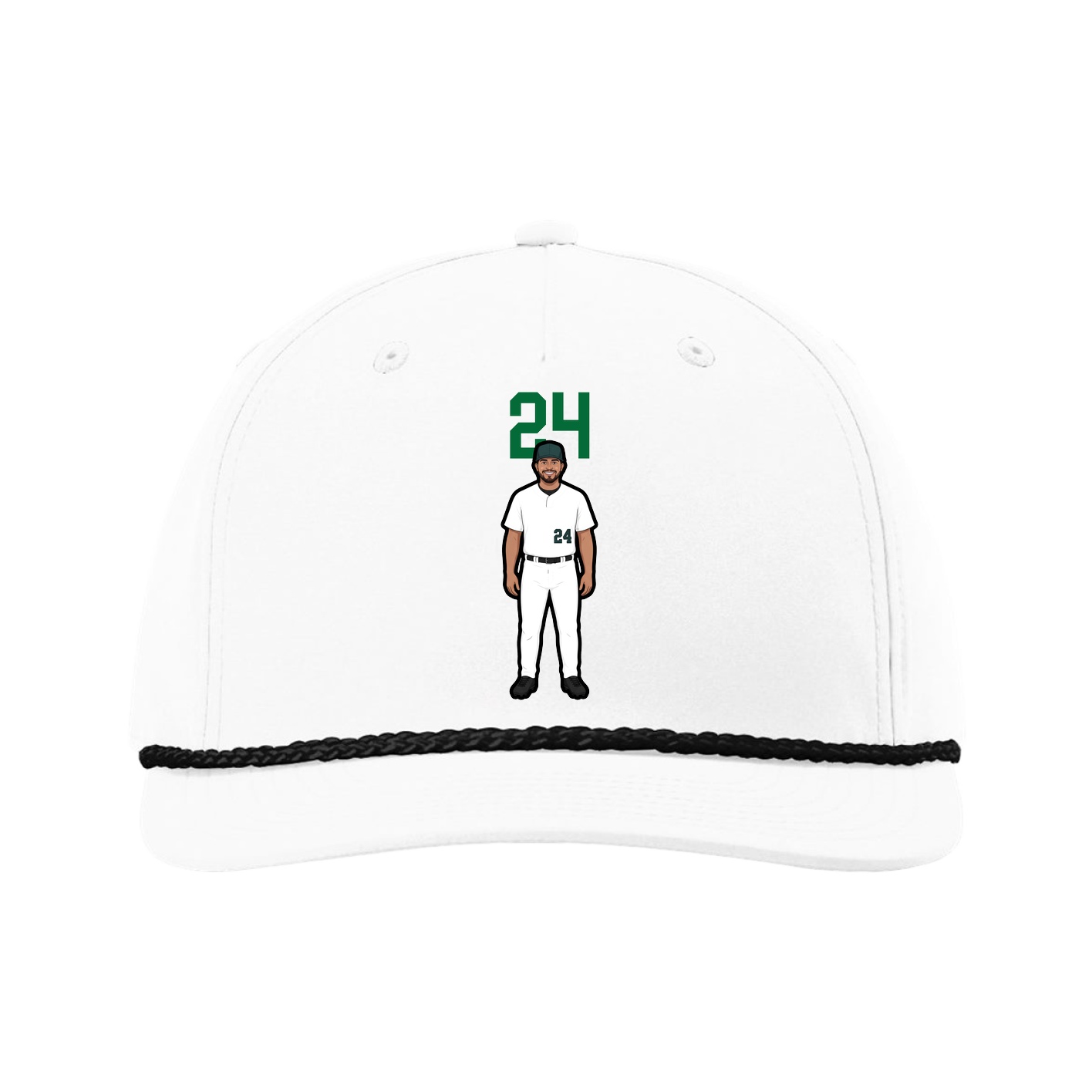 Five-Panel Classic Rope Cap — Number Top in White