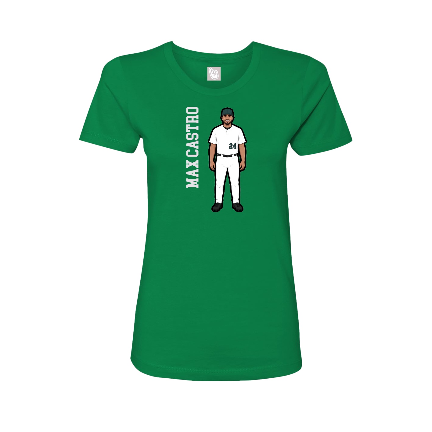 Fitted Women's Tee — Name Vertical in Green