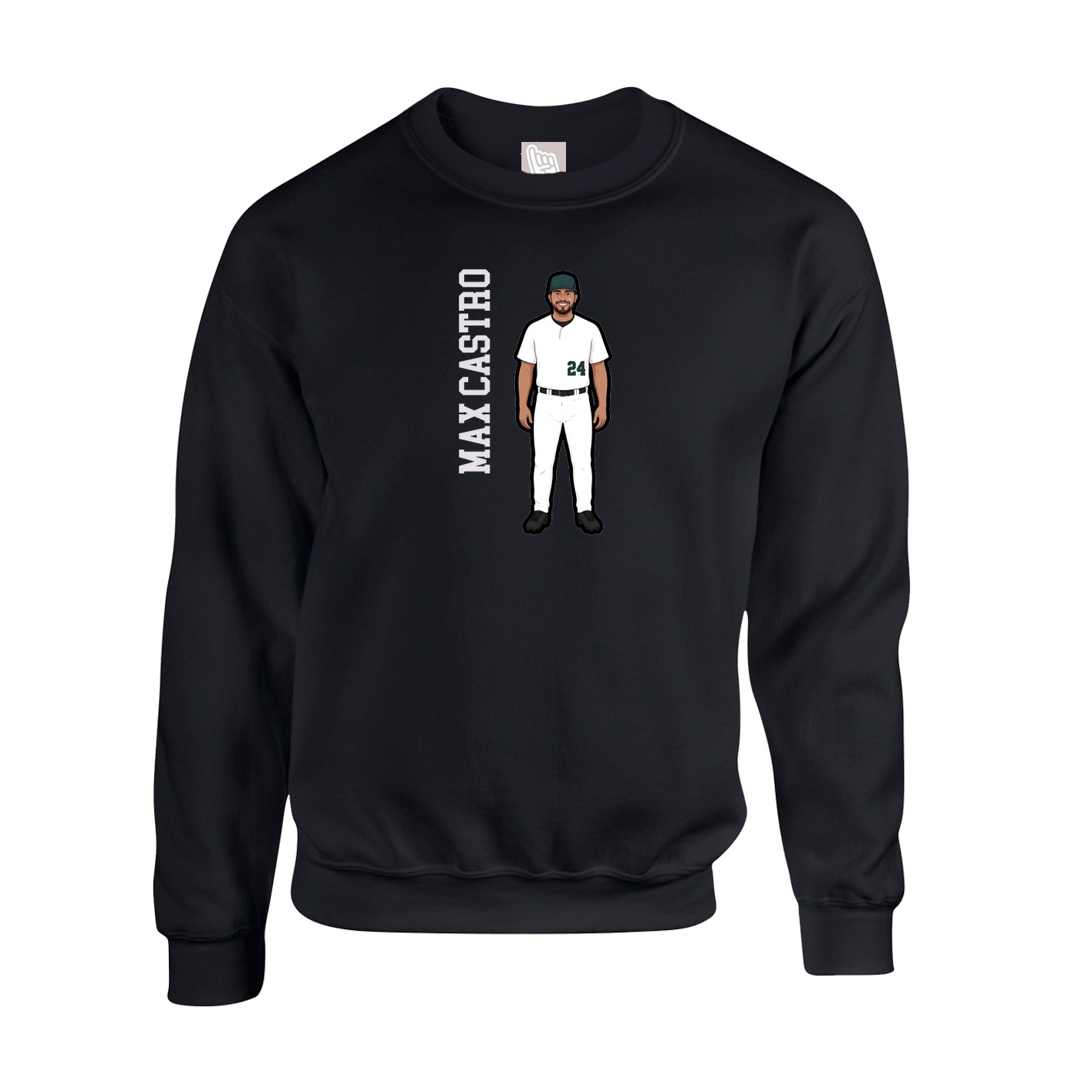 Fleece Crew — Name Vertical in Black