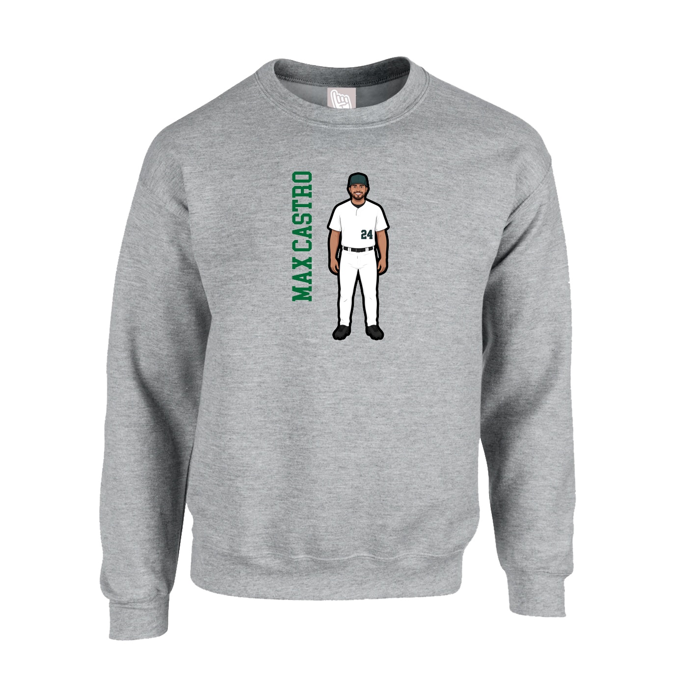 Fleece Crew — Name Vertical in Grey
