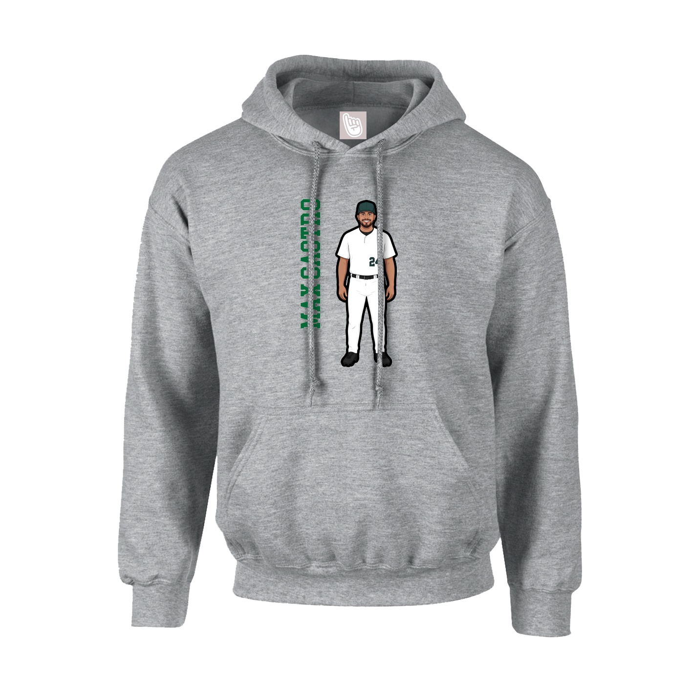 Youth Hoodie — Name Vertical in Grey