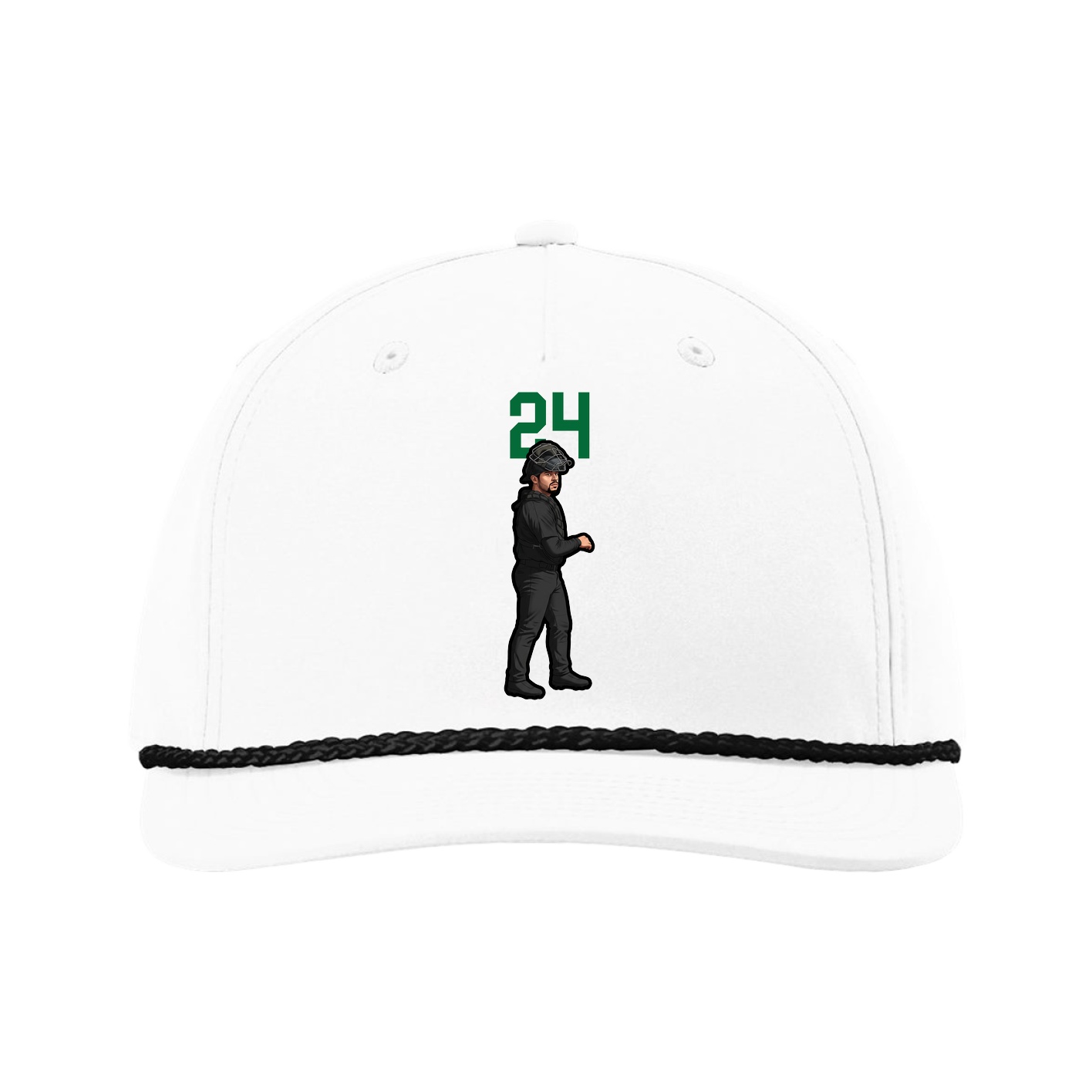 Five-Panel Classic Rope Cap — Number Top in White