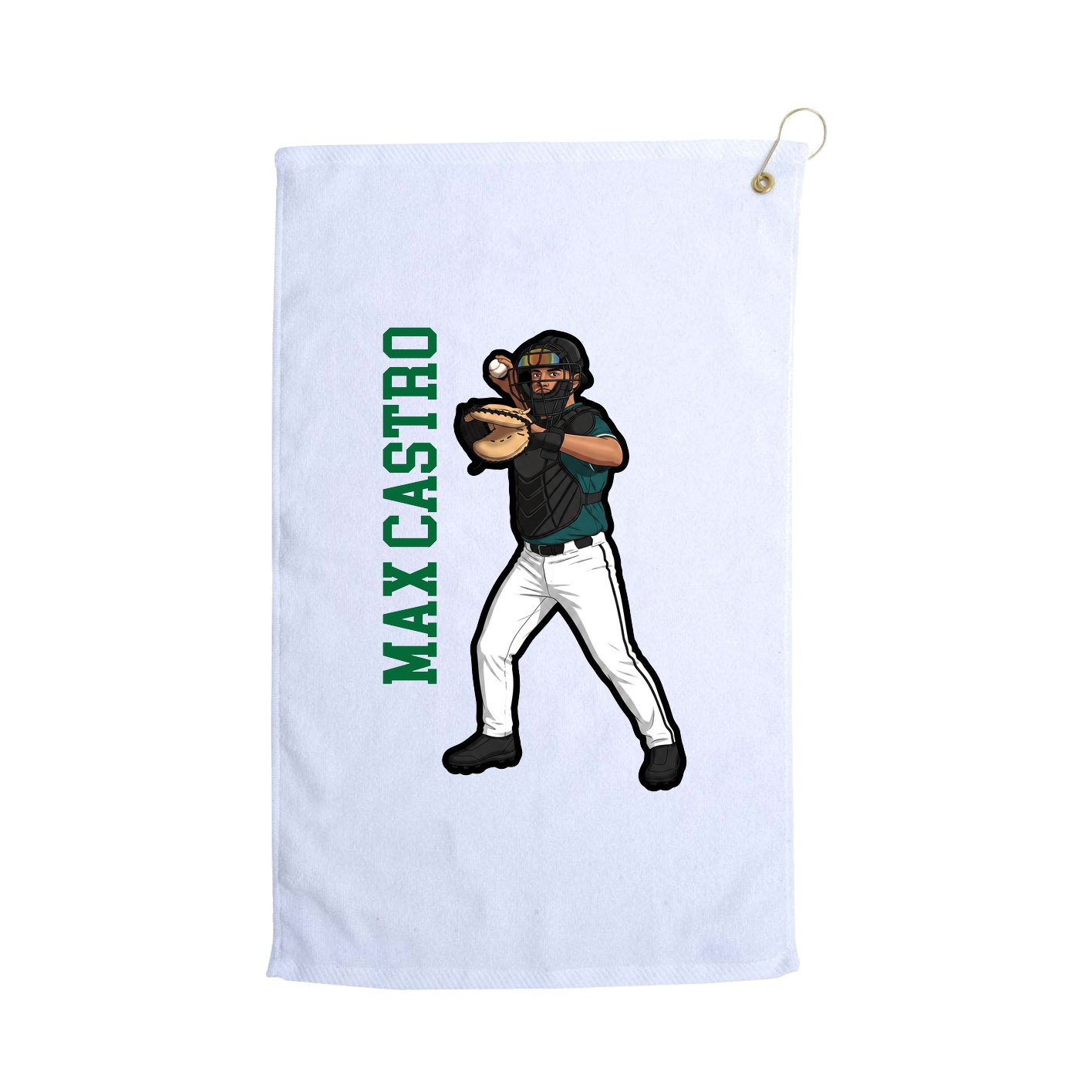 Golf Towel — Name Vertical in White