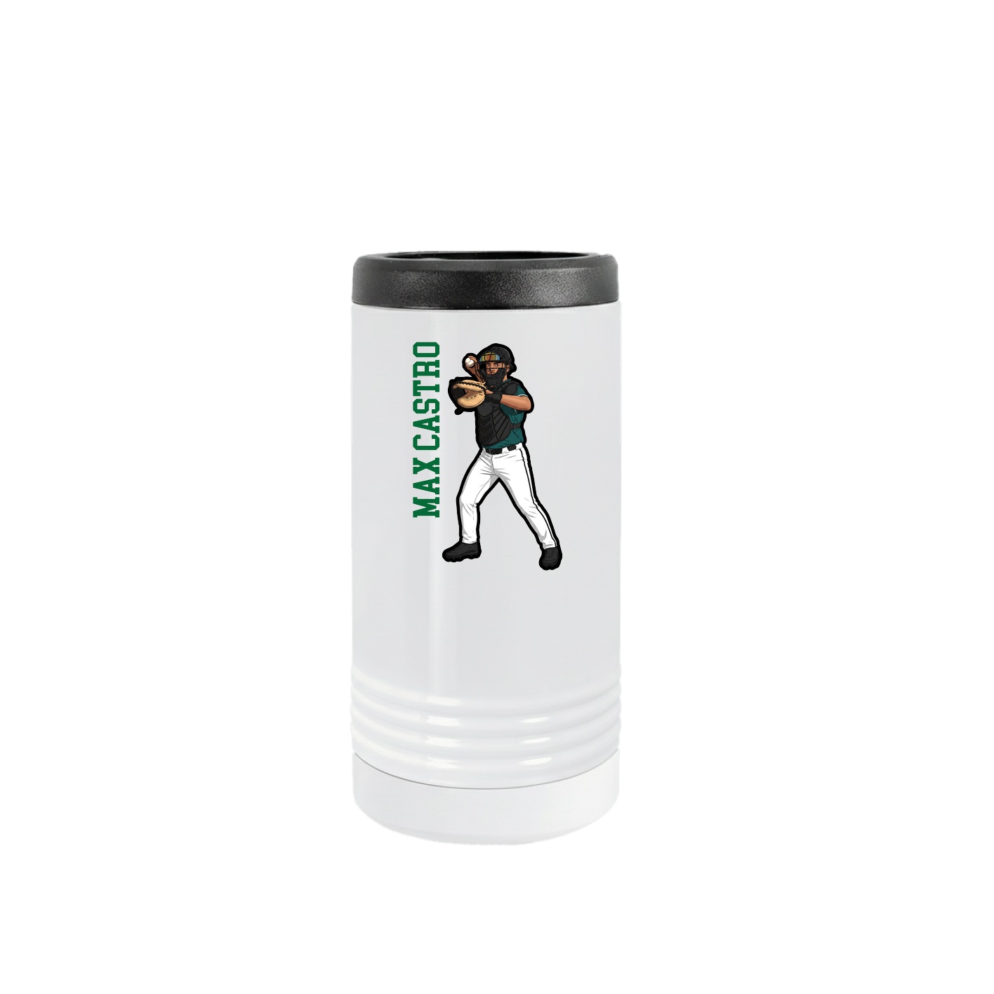 Slim Beverage Holder — Name Vertical in White