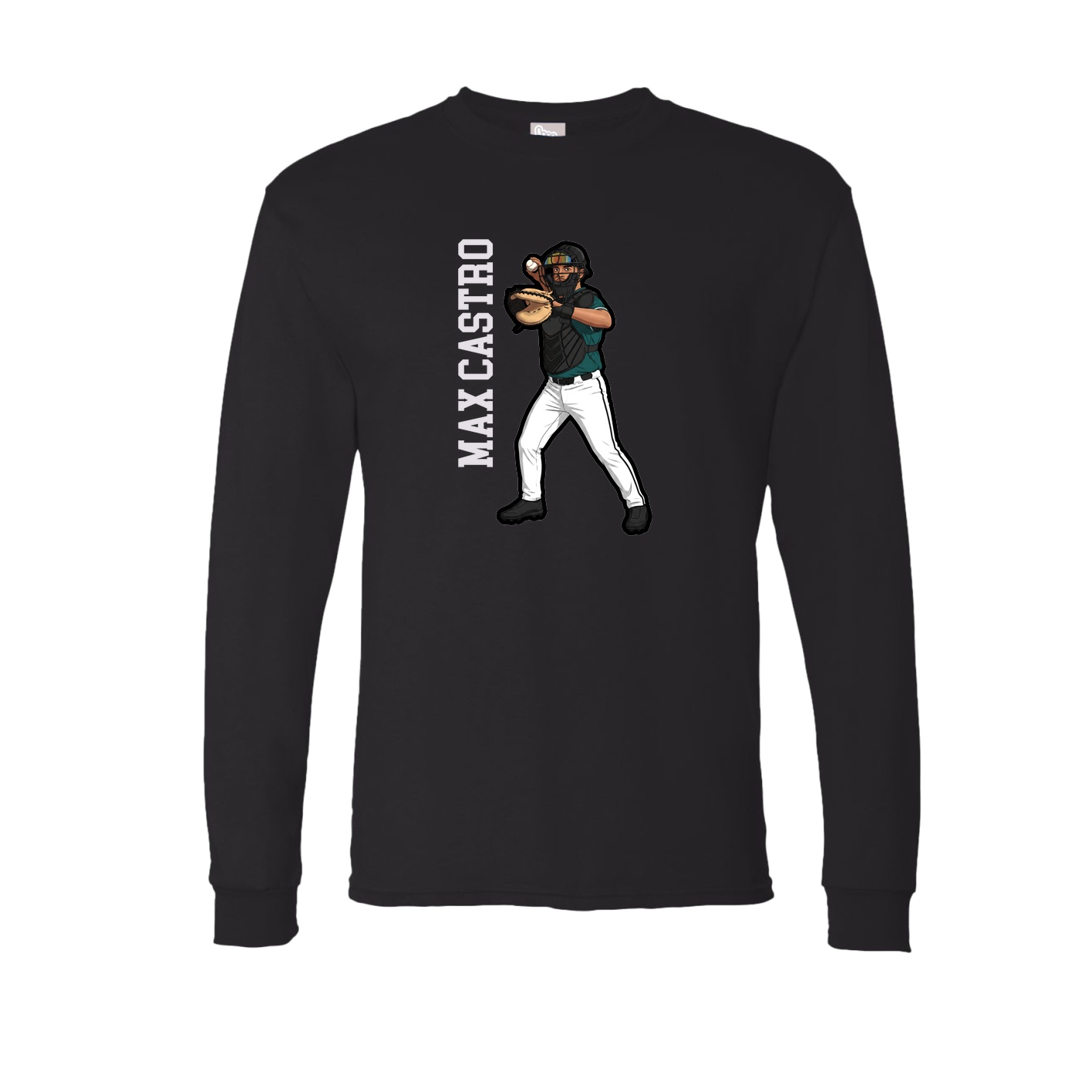 Long Sleeve Tee — Name Vertical in Black