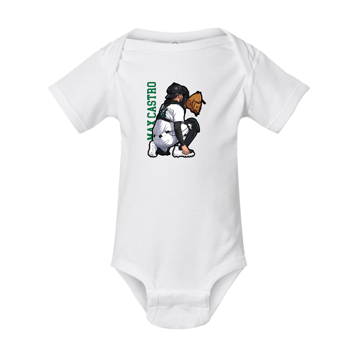 Baby Onesie — Name Vertical in White