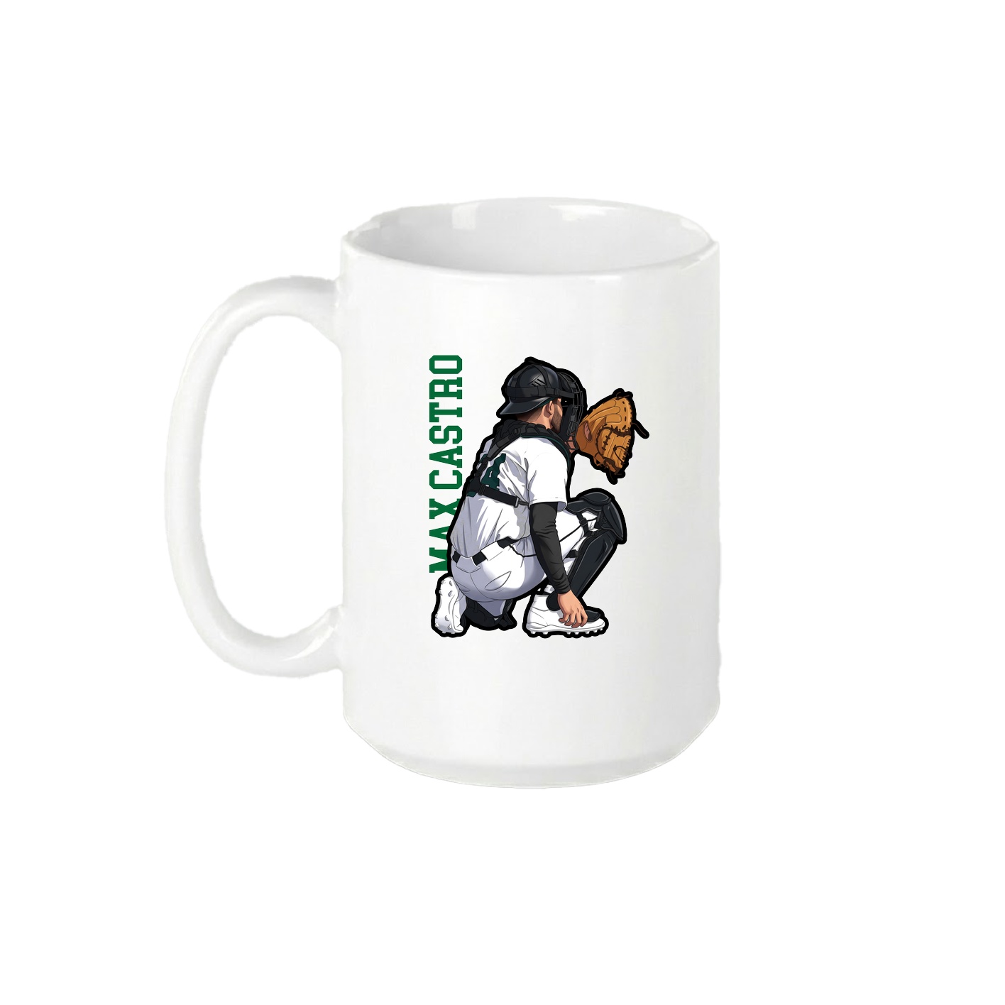 15oz Coffee Mug — Name Vertical in White