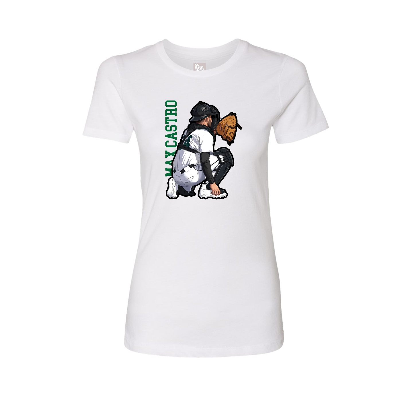 Womens Tee — Name Vertical in White