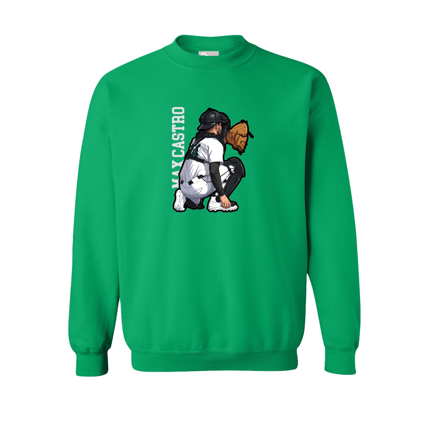Fleece Crew — Name Vertical in Green
