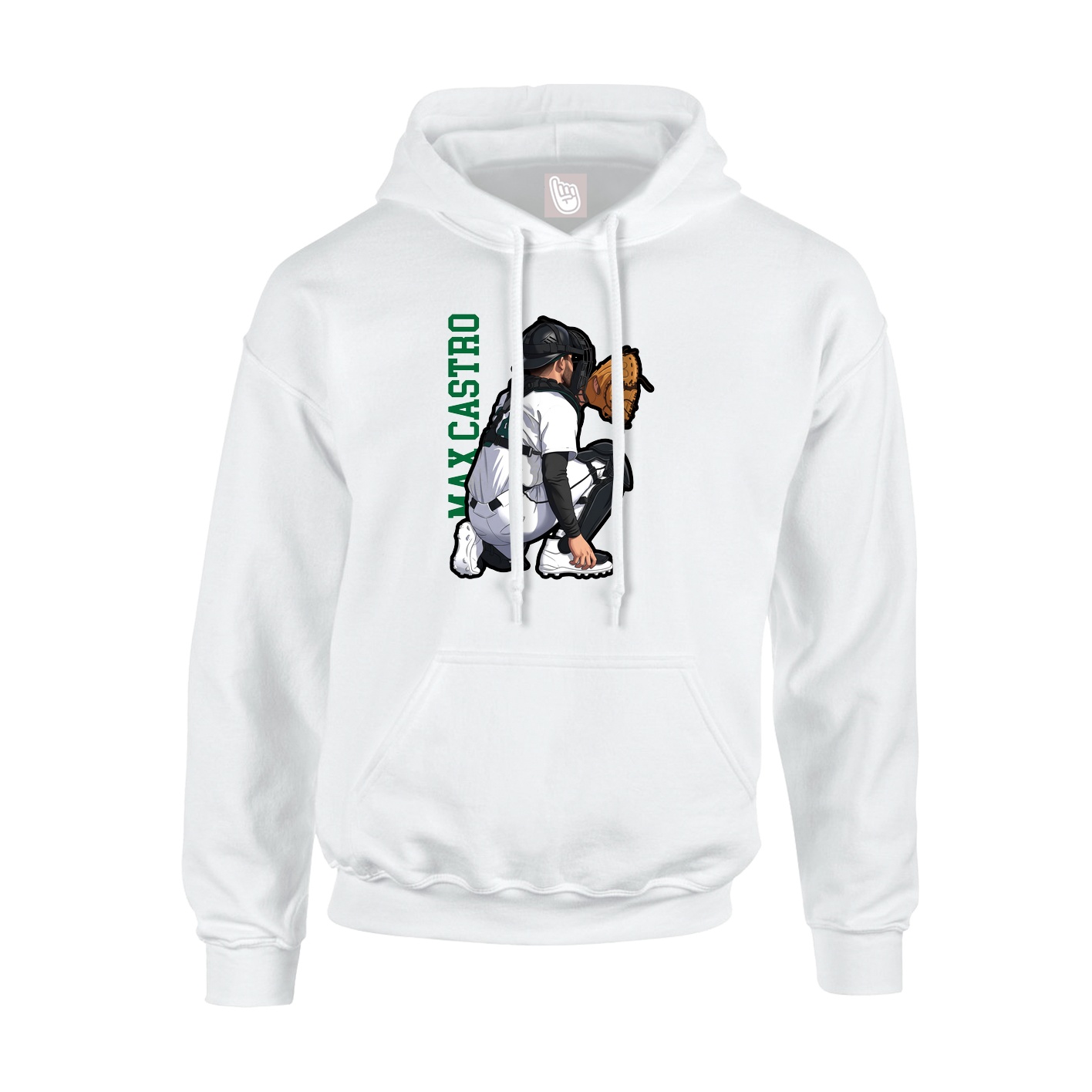 Youth Hoodie — Name Vertical in White