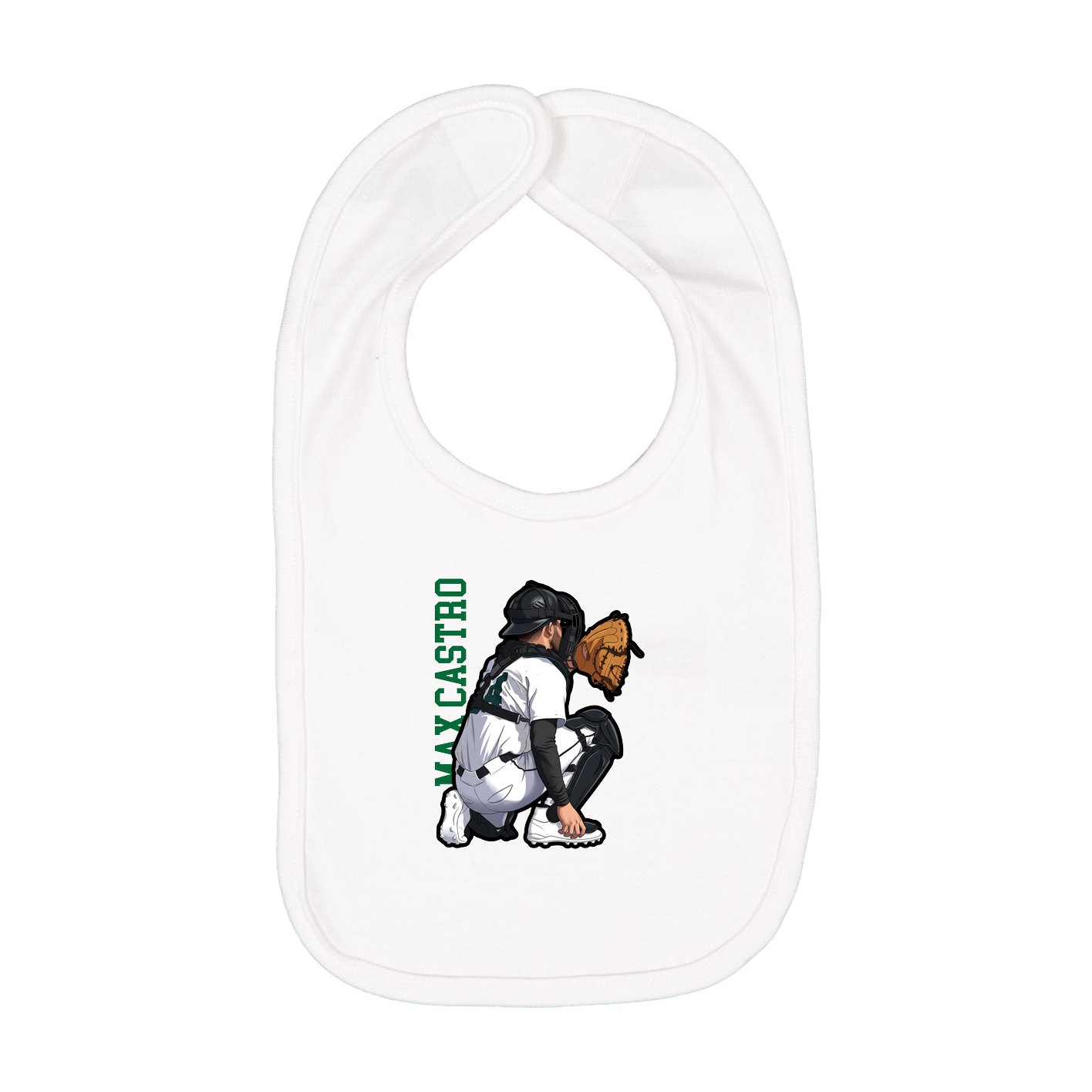 Infant Bib — Name Vertical in White
