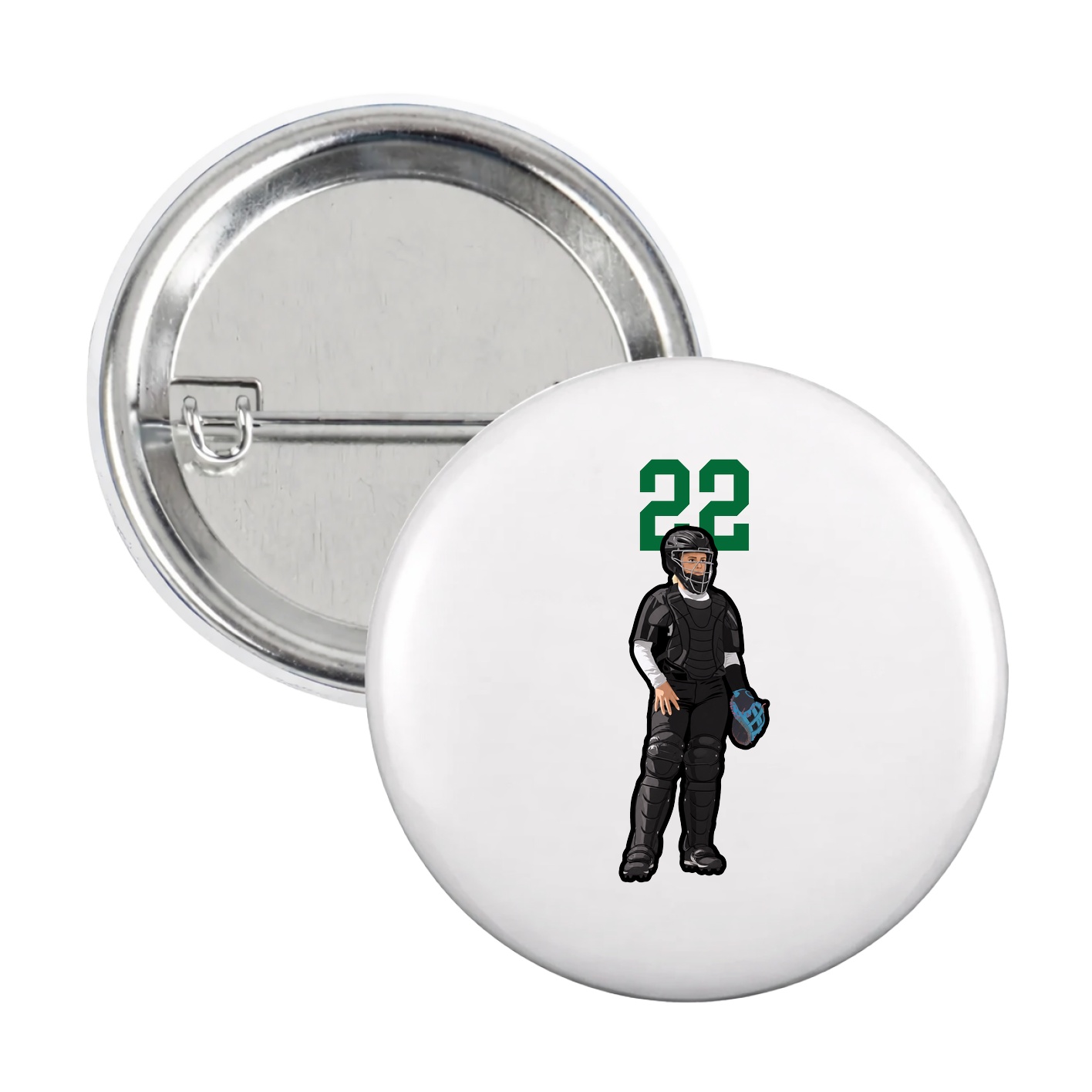 Game Day Button — Number Top in White