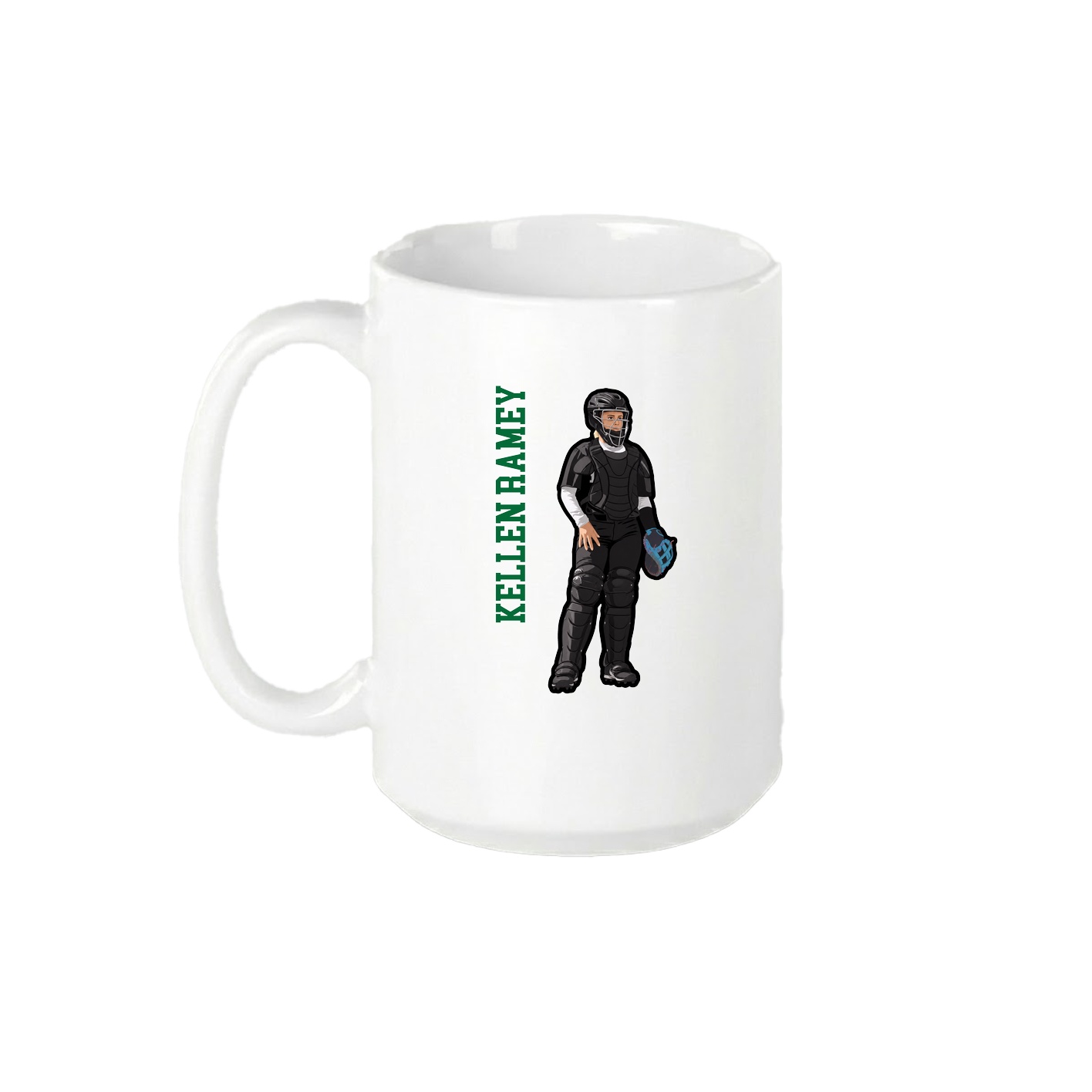 15oz Coffee Mug — Name Vertical in White