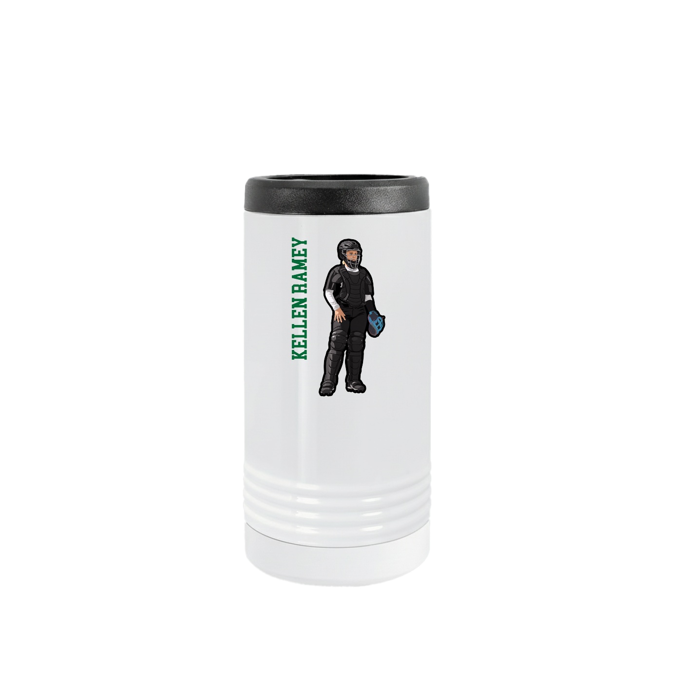 Slim Beverage Holder — Name Vertical in White