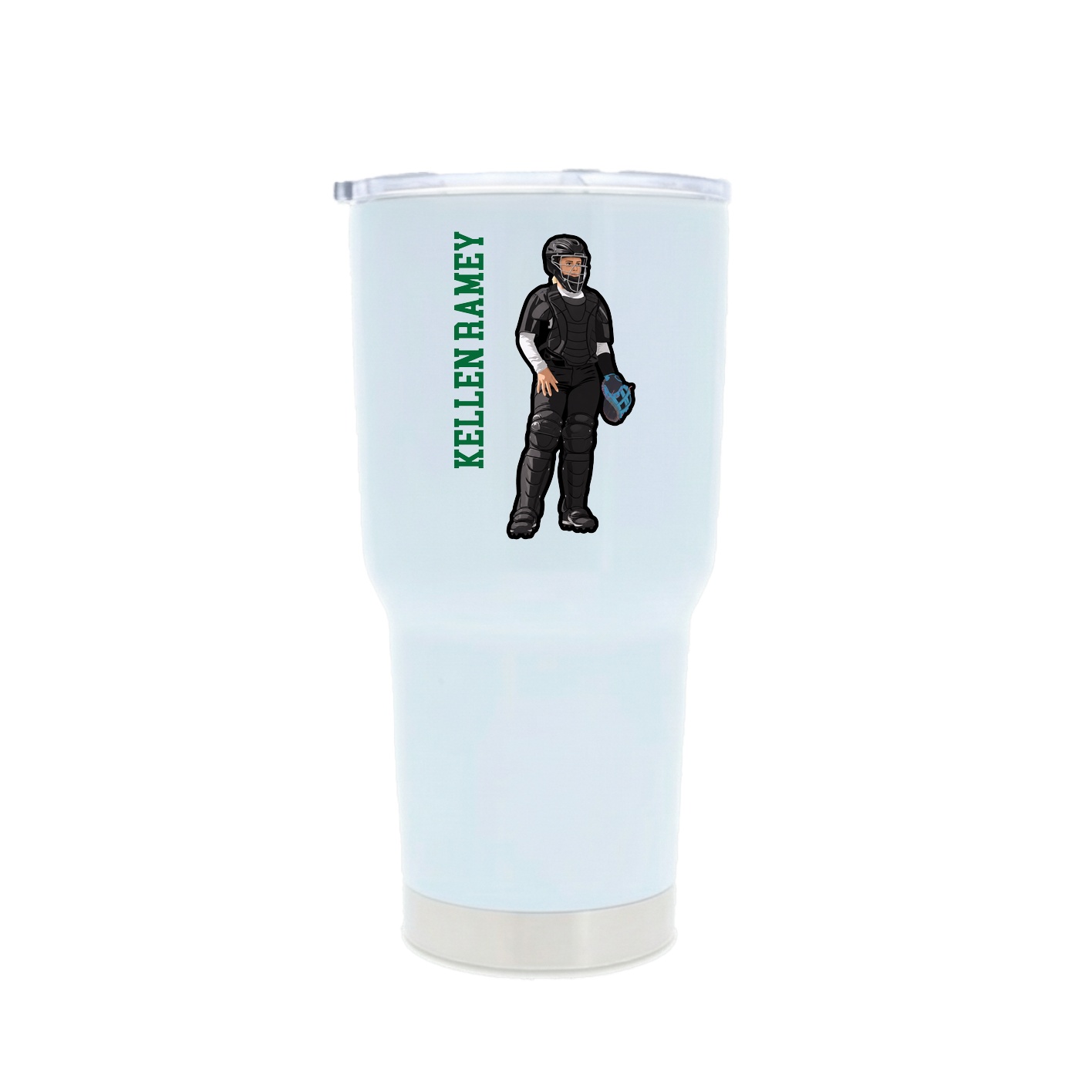 30oz Stainless Steel Tumbler — Name Vertical in White