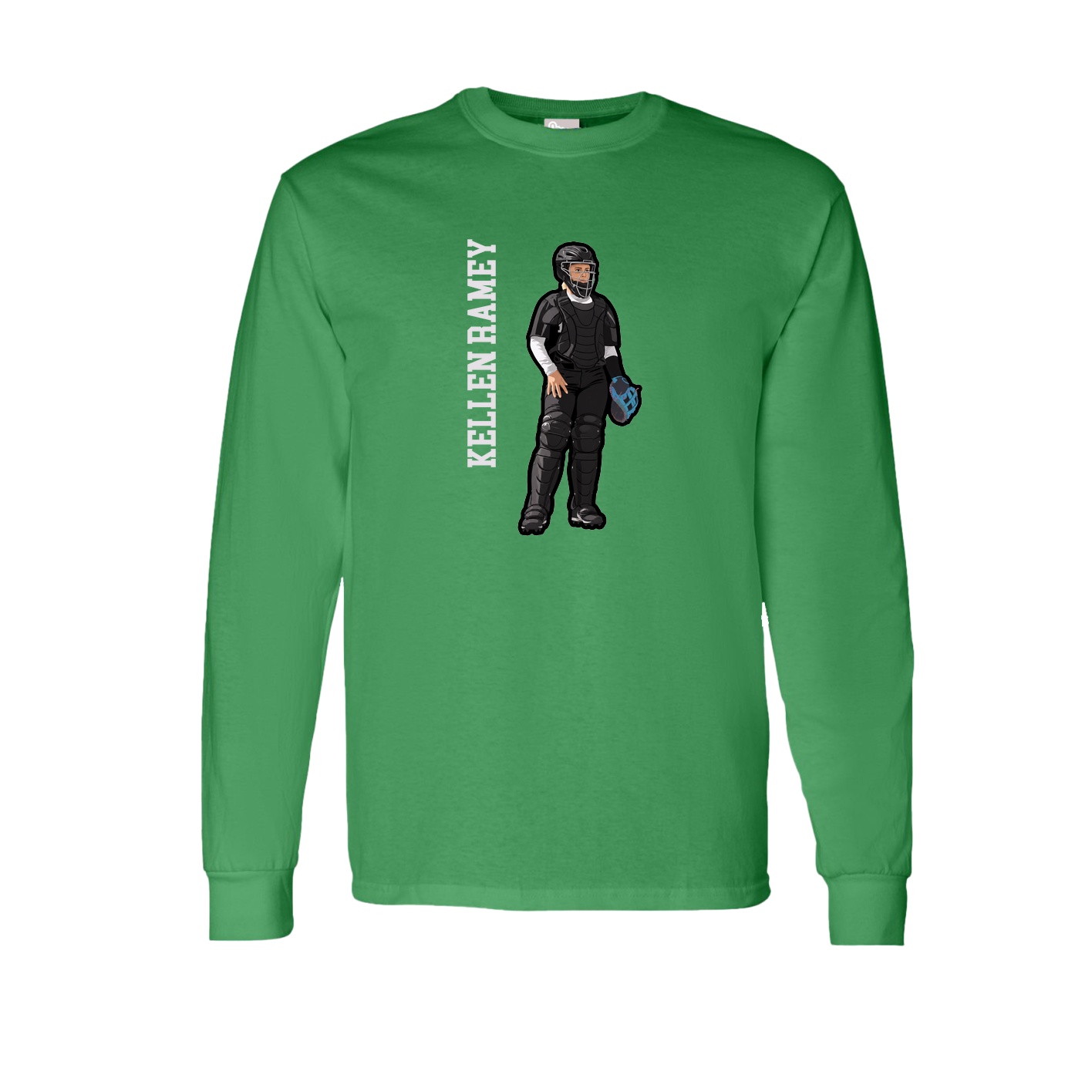 Long Sleeve Tee — Name Vertical in Green