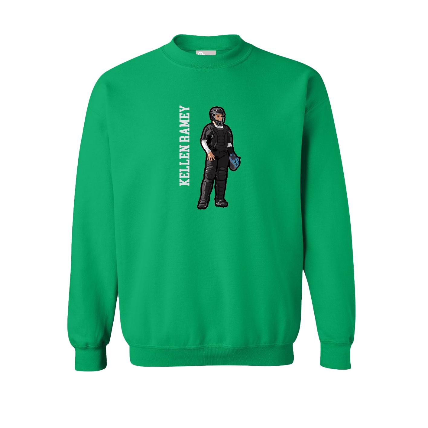 Fleece Crew — Name Vertical in Green