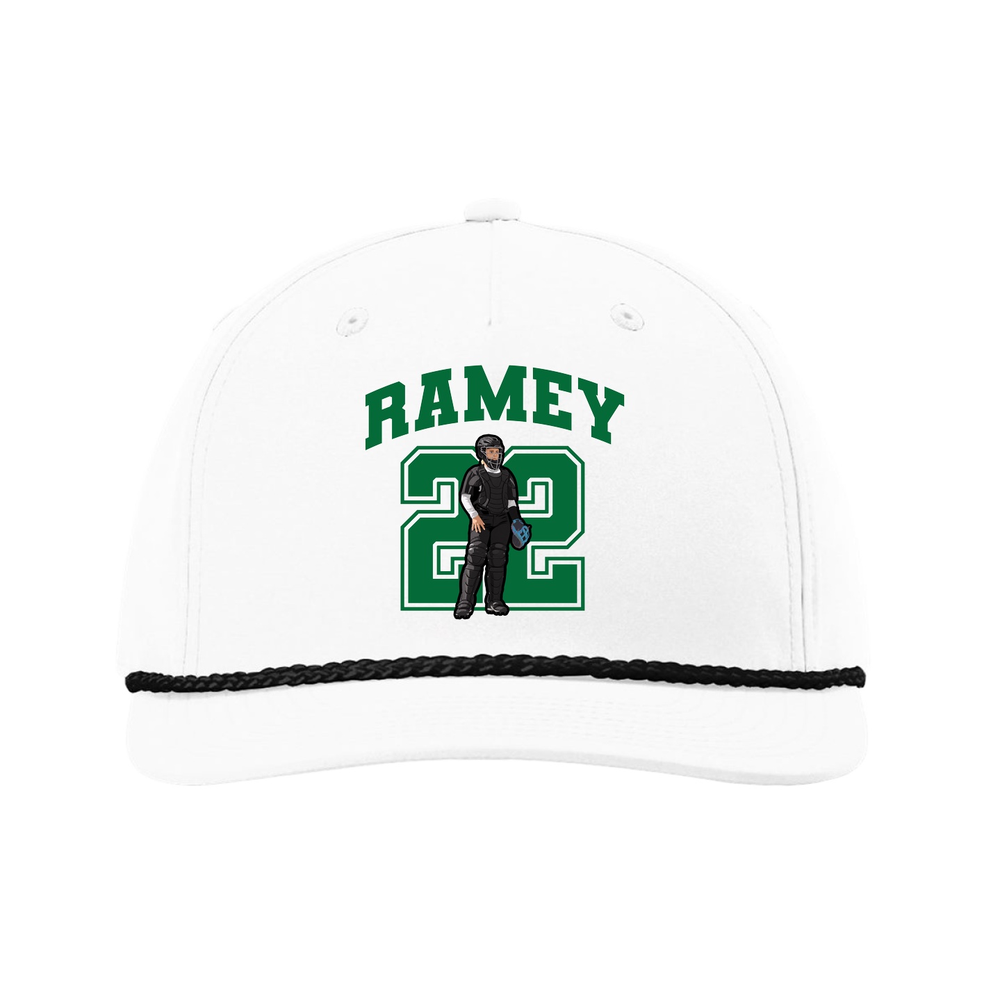 Five-Panel Classic Rope Cap — Number in White