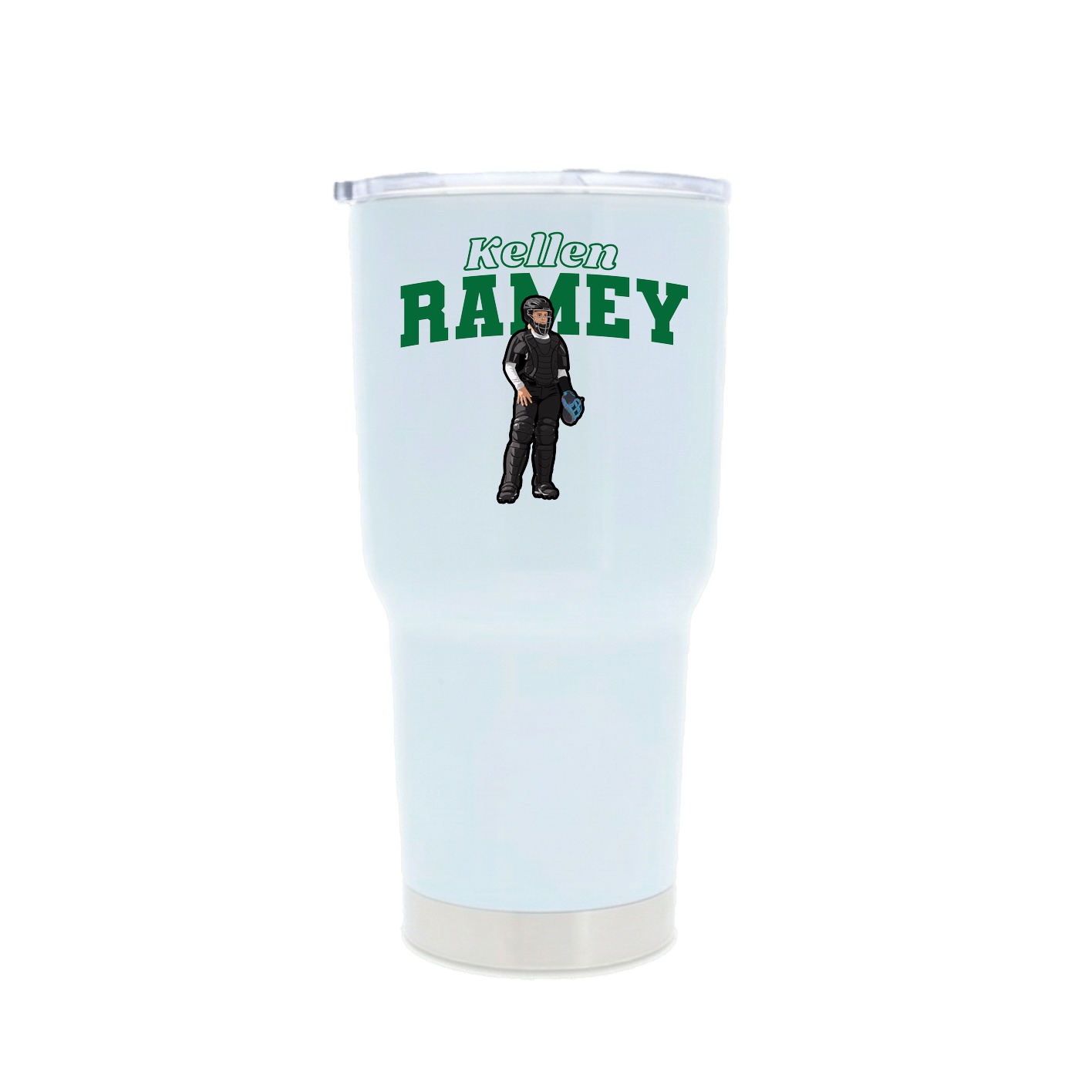 30oz Stainless Steel Tumbler — Name Arch in White