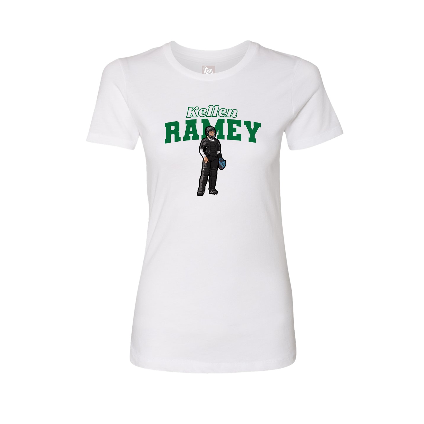 Fitted Women's Tee — Name Arch in White