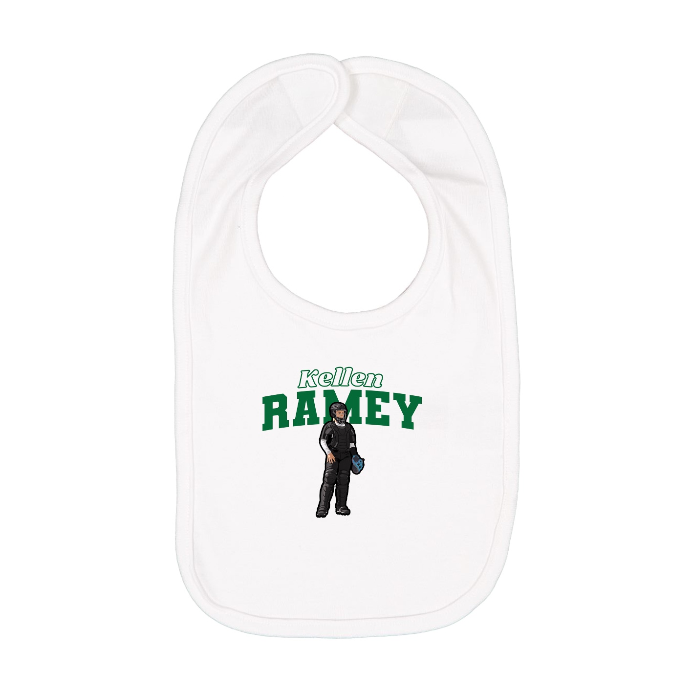 Infant Bib — Name Arch in White