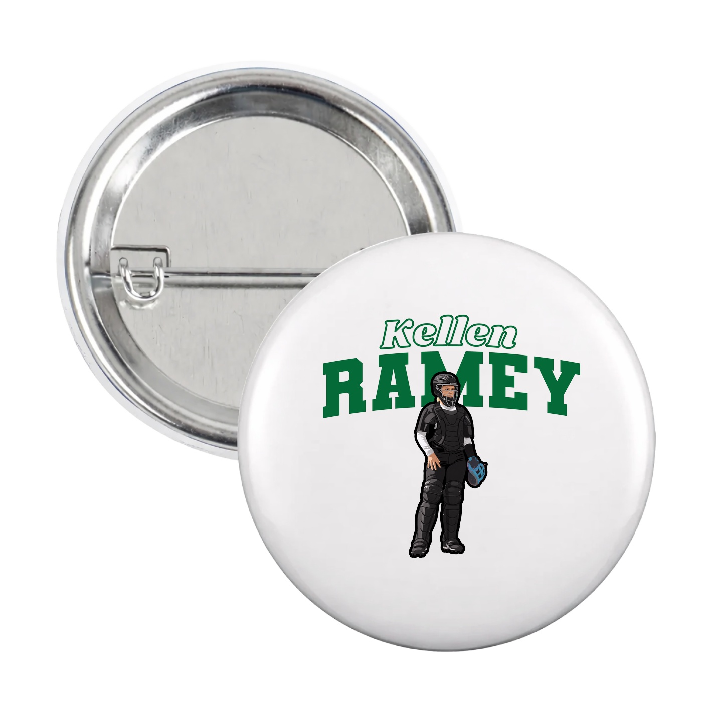 Game Day Button — Name Arch in White