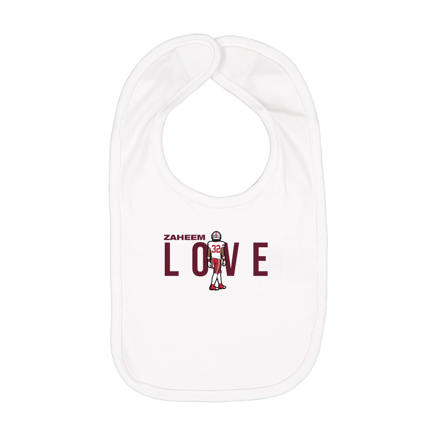 Infant Bib — Player Name in White