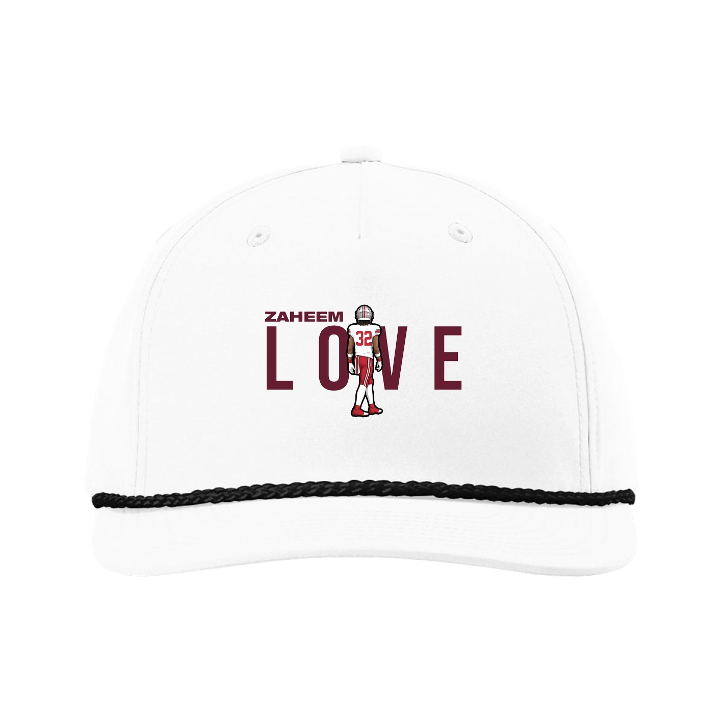 Five-Panel Classic Rope Cap — Player Name in White